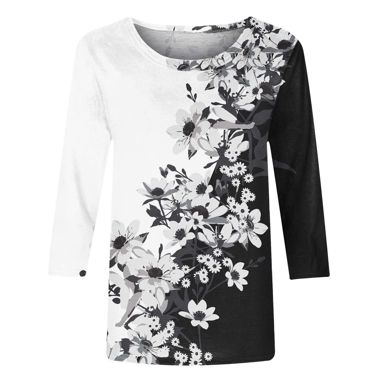 Women's 3/4 Sleeve Casual T-Shirts - Summer Loose Fit Solid Crewneck Blouses for Work & Everyday Wear | Perfect for Office, Weekend Outings & Travel