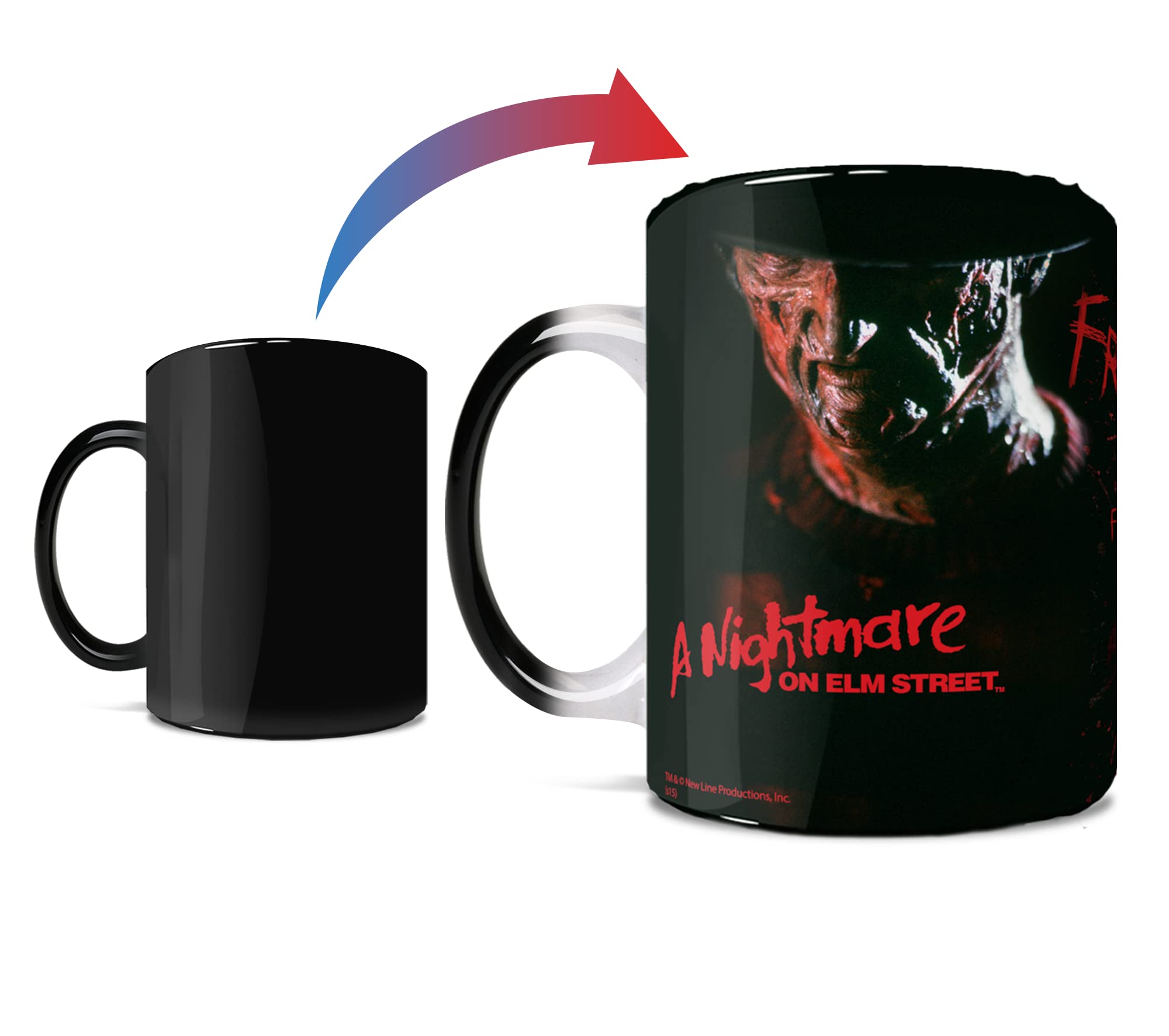 Freddy Krueger Nightmare on Elm Street Morphing Mug - Black Horror Movie Ceramic Cup for Coffee, Tea - Perfect for Halloween Gifts & Horror Fans