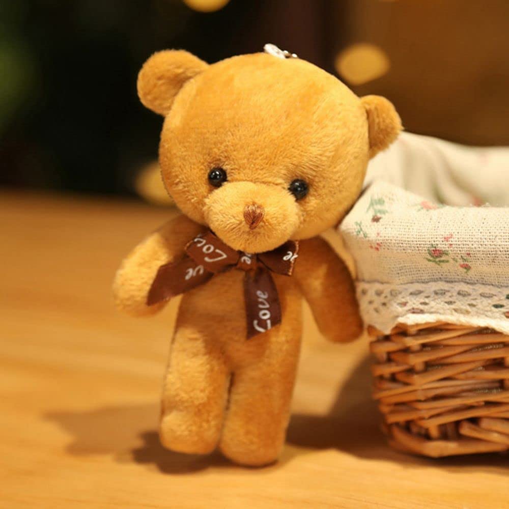 BYBYCD Kawaii Plush Teddy Bear - Mini Cute Love Keychain Pendant Doll for Bags, Gifts & Decor (Light Brown) | Perfect for Valentine's Day, Birthdays, Party Favors & Home Decoration