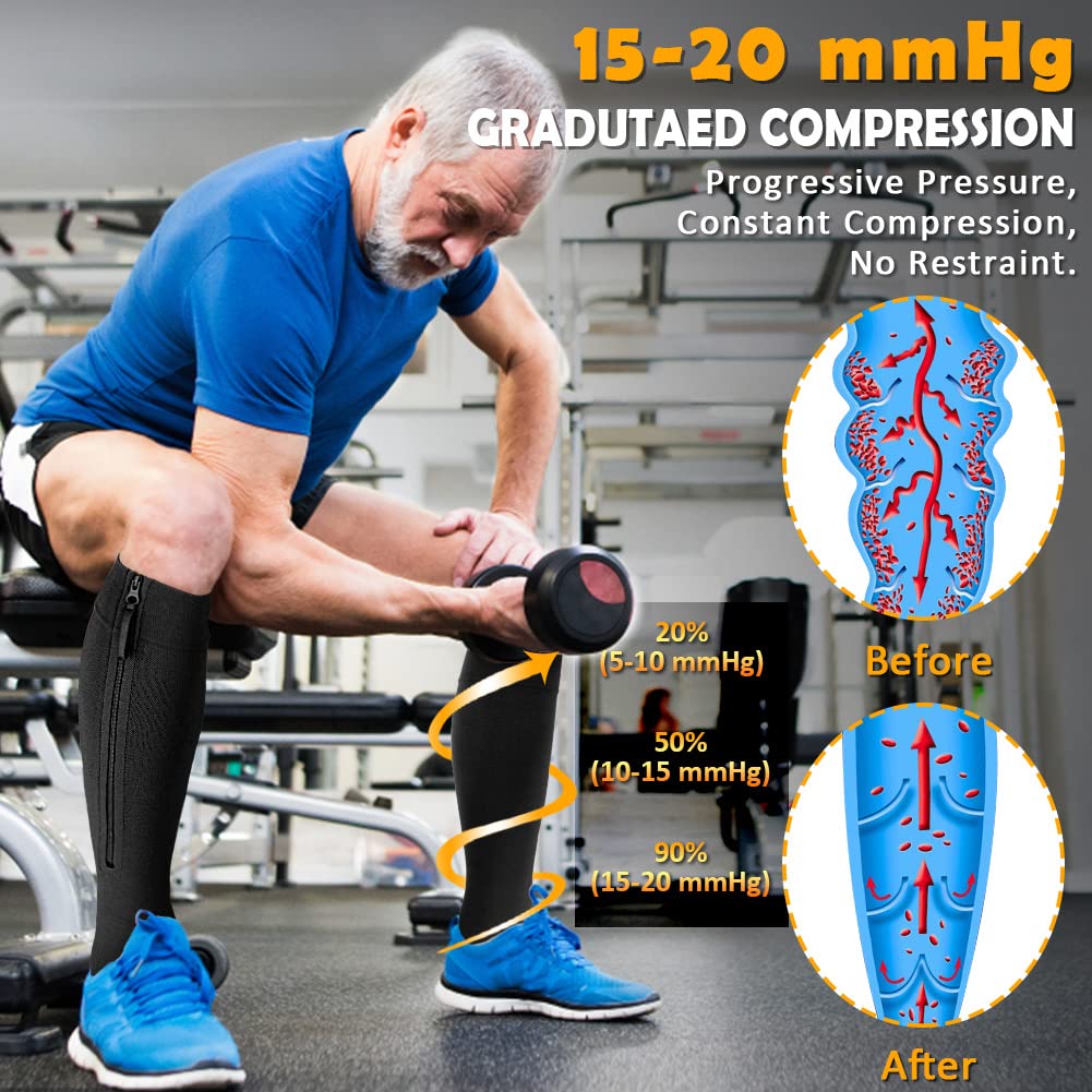 CASMON 15-20mmHg Compression Socks for Women & Men - Knee High Medical Support Stockings for Varicose Veins, Swelling Relief, Post-Surgery Recovery - Ideal for Nurses, Pregnancy & Travel (1 Pair) - Perfect for Long Flights, Work Shifts & Active Lifestyles