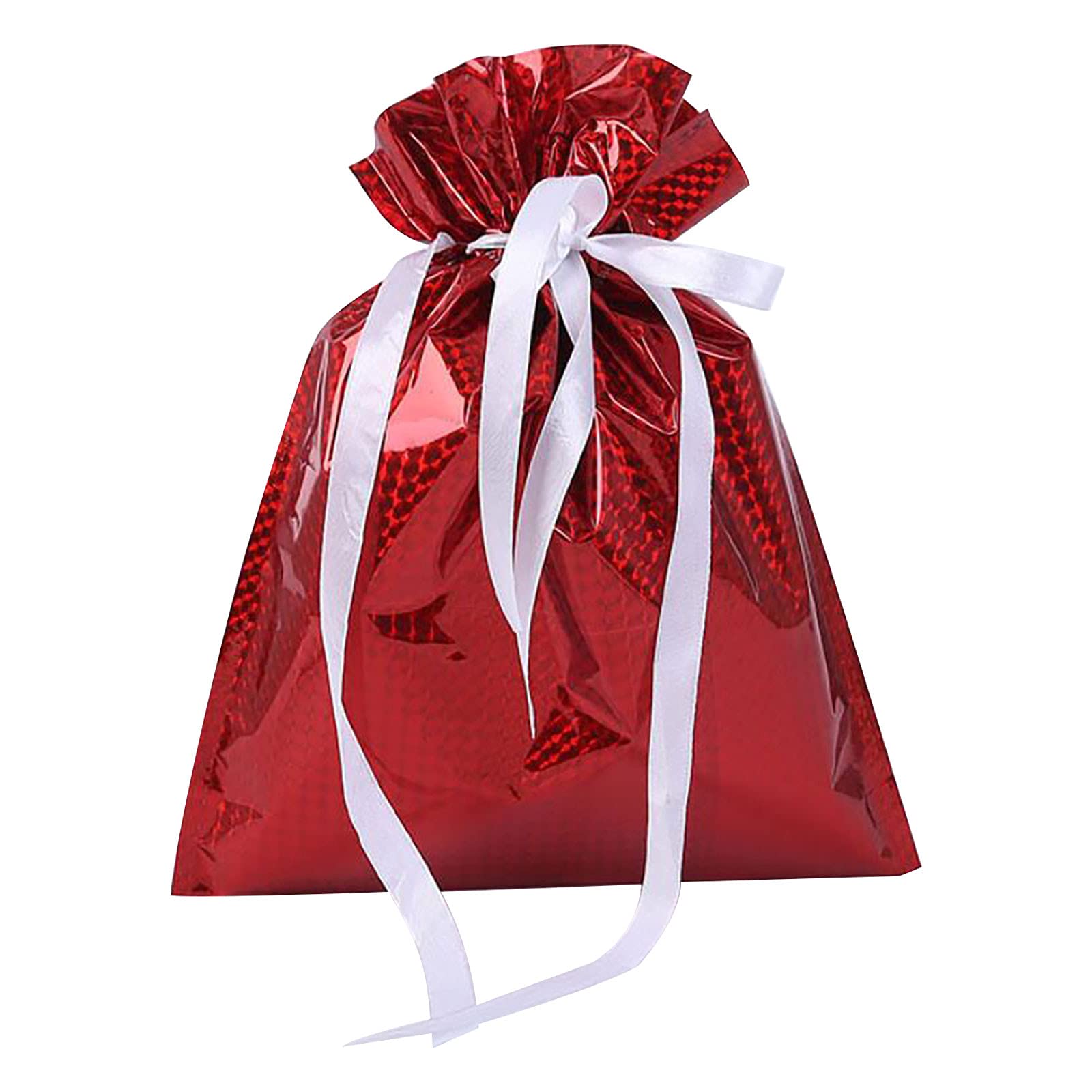 Homlpope 2#HO Christmas Gift Bags - Drawstring Aluminum Foil Bags for Party Favors