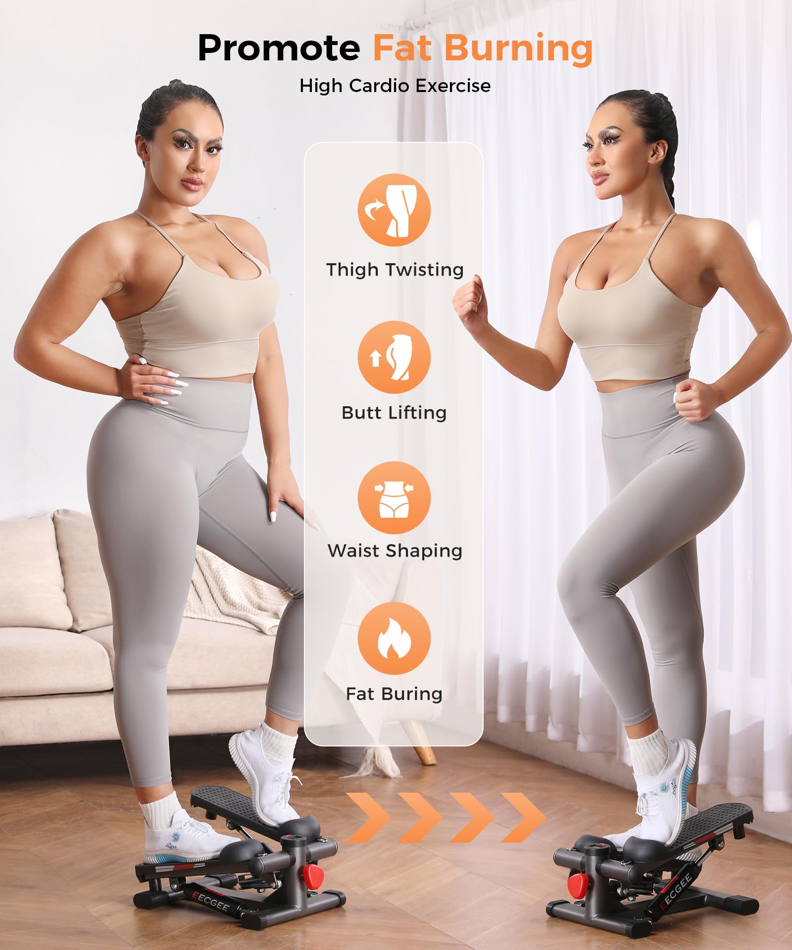 Mini Stepper with Hydraulic Resistance - Portable Stair Climbing Exercise Machine for Home Gym, Cardio & Leg Workout | Perfect for Small Spaces, Office & Apartment Fitness