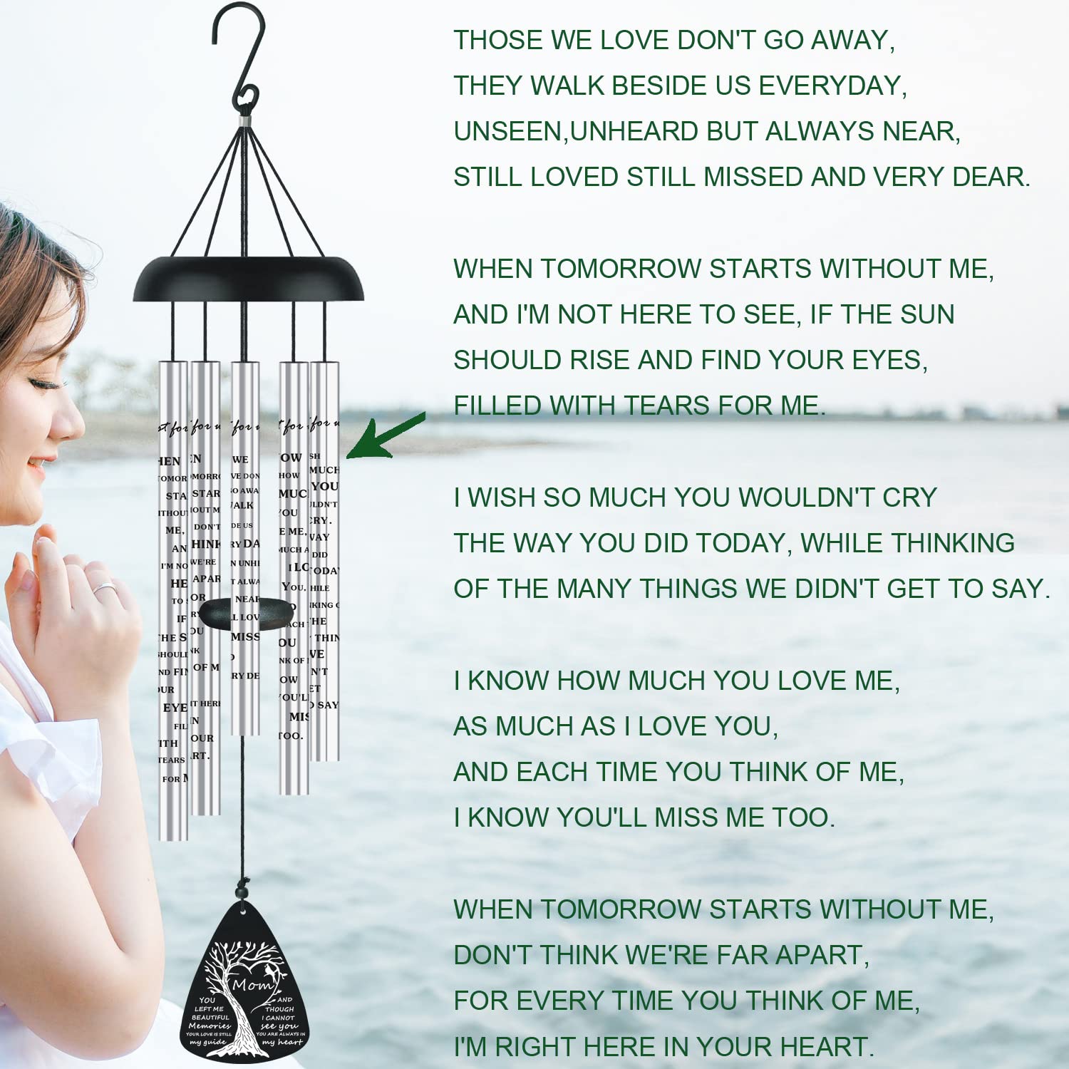 Memorial Wind Chimes for Loss of Mother - Sympathy Gifts for Bereavement, In Memory of Loved One - Perfect for Outdoor Garden, Patio & Healing Spaces