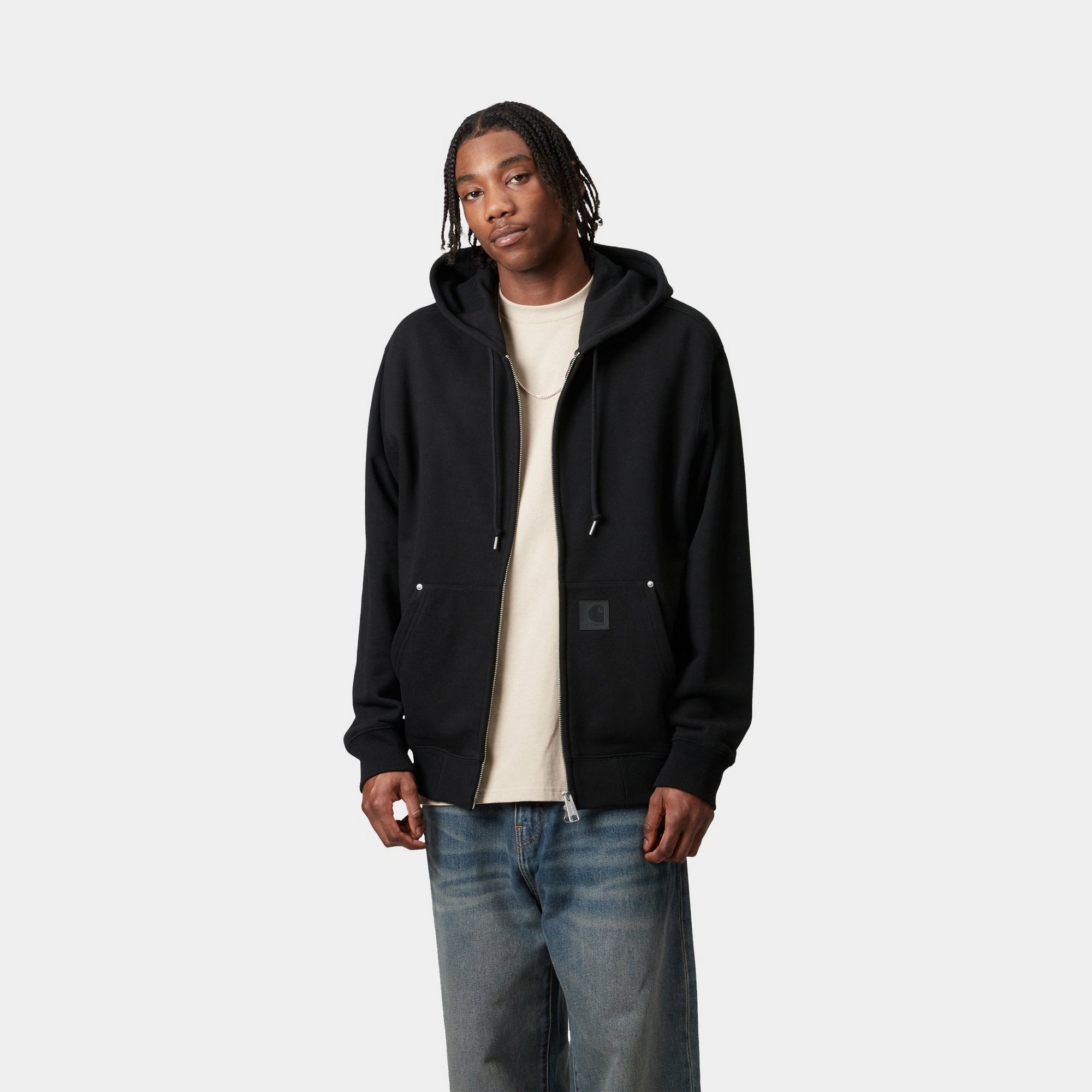 Eldon Hooded Sweatshirt Jacket for Men & Women - Soft Fleece Pullover with Pockets, Black - Perfect for Casual Wear, Outdoor Activities & Layering in Cold Weather