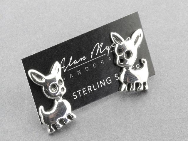 Sterling Silver Chihuahua Stud Earrings for Women - Perfect for Casual Wear, Parties & Gifts