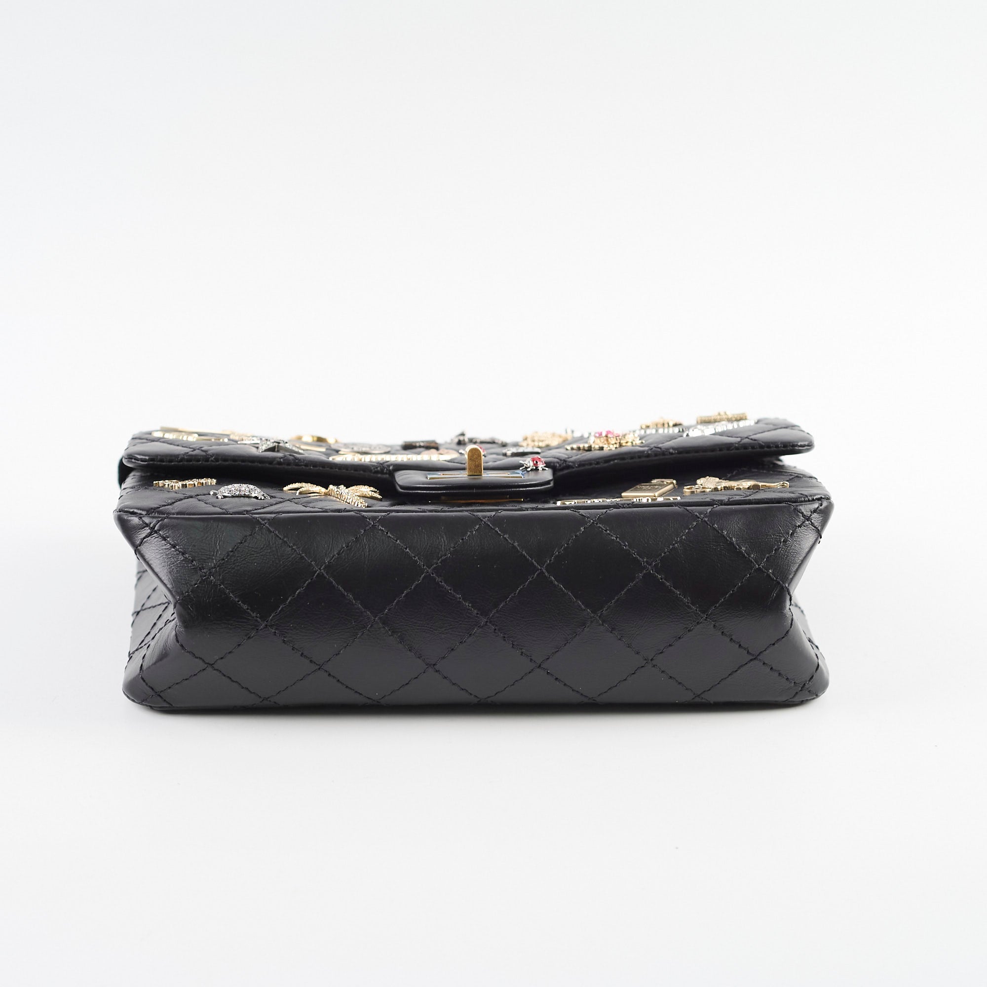 Chanel Reissue 2.55 Lucky Charms Small Black Leather Flap Bag 24 Series - Luxury Designer Handbag for Women, Perfect for Evening Events & Special Occasions