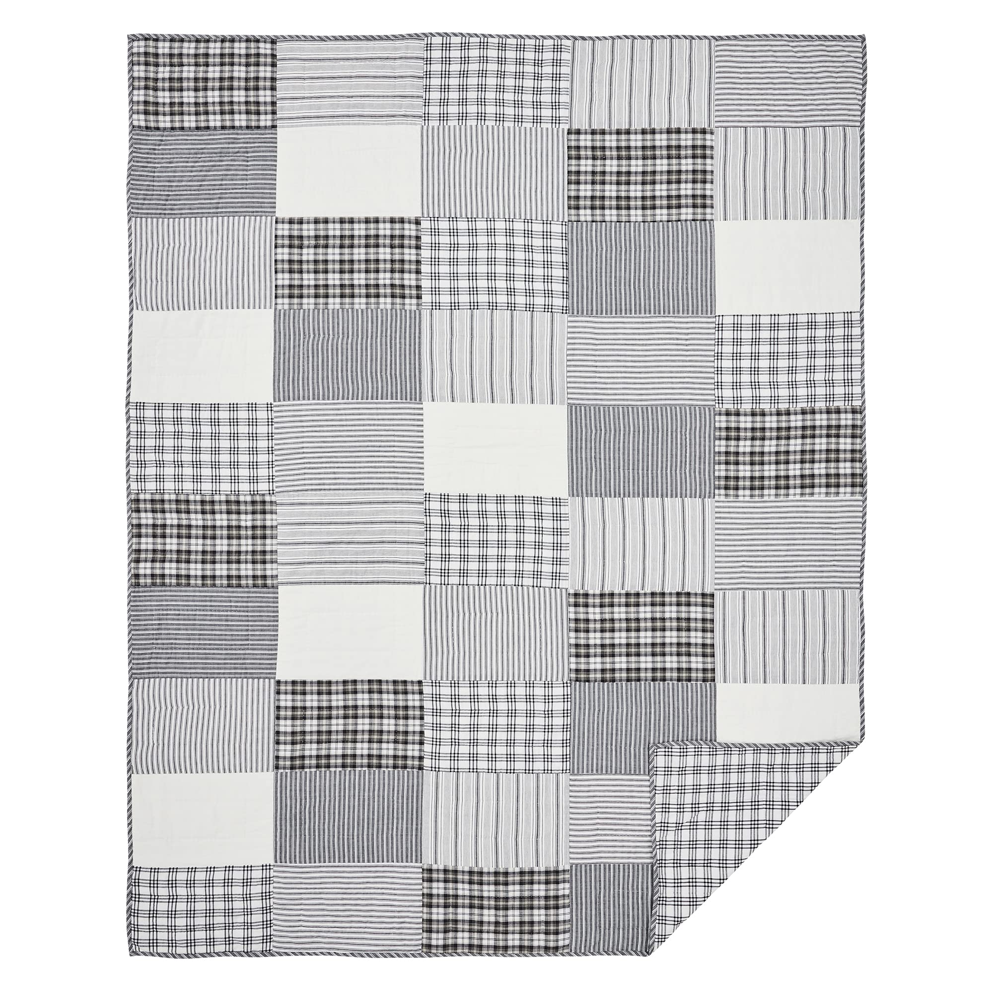 Sawyer Mill Patchwork Twin Quilt - Black 68x86 Inches - Soft & Cozy Bedding for Kids & Teens - Perfect for Dorm Rooms, Guest Beds & Cozy Nights