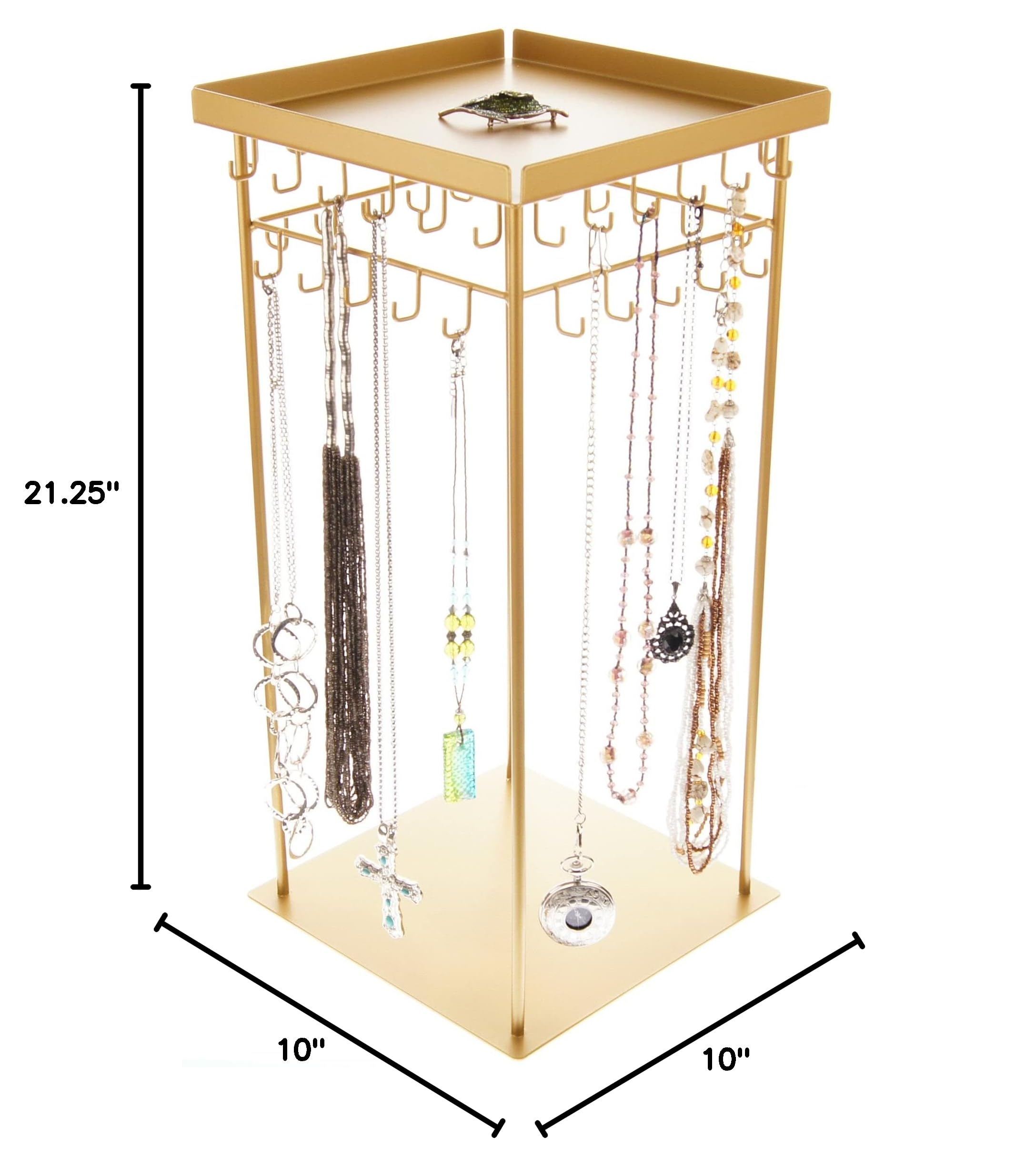 Angelynn's Extra Large 360° Rotating Spinning Tall Necklace Holder Organizer Display Stand - Commercial Countertop Jewelry Rack in Denise Gold - Perfect for Retail Stores, Boutiques & Home Jewelry Organization
