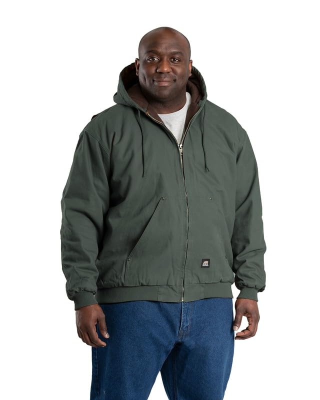 Berne Men's Heartland Washed Duck Hooded Work Jacket - Durable Water-Resistant Hoodie for Outdoor Work, Hunting & Construction | Heavy Duty Cotton Blend Workwear for Cold Weather Protection