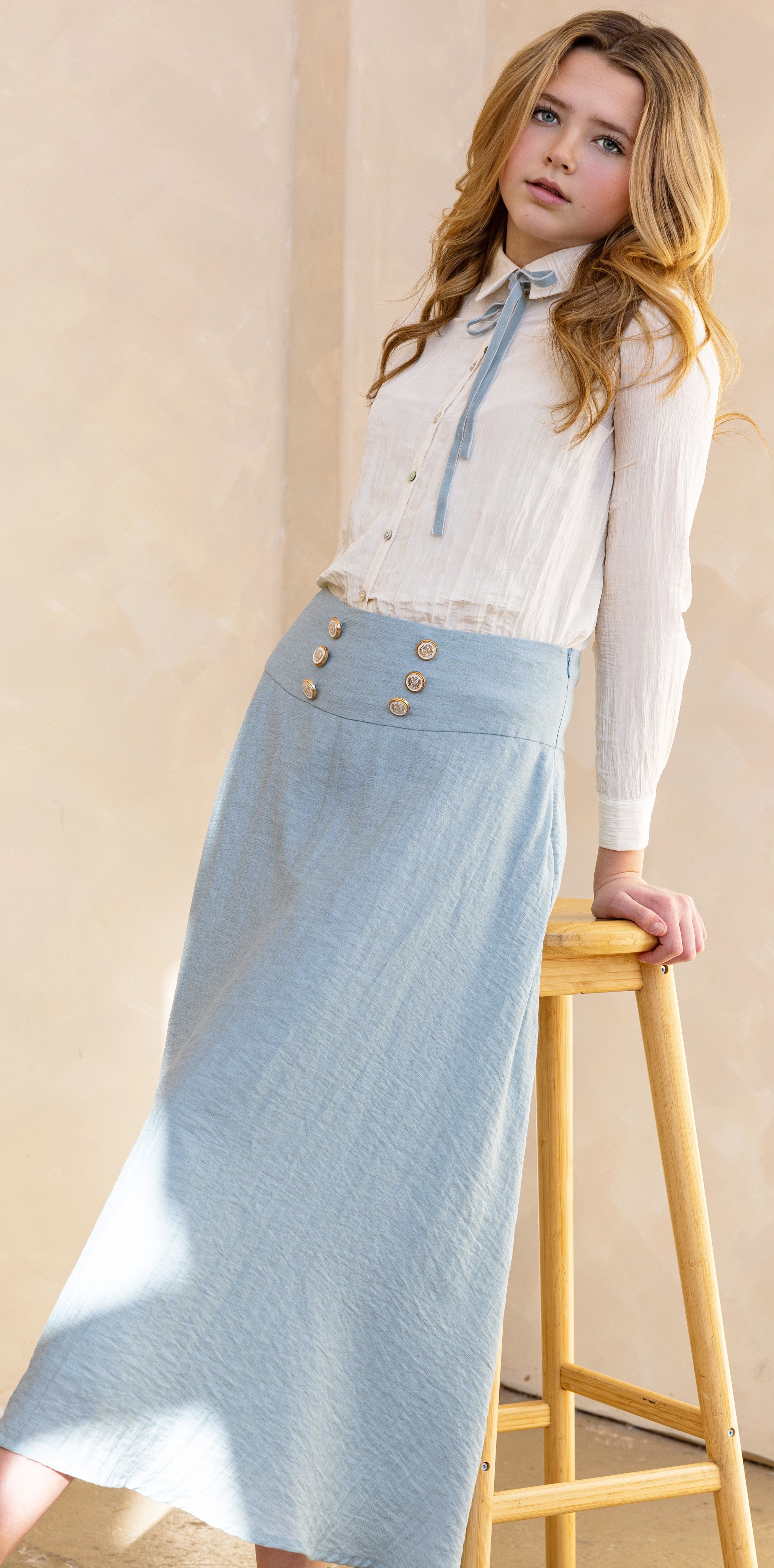 Elegant High Waisted Slate Gray Skirt by Coco Blanc - Perfect for Office Wear, Date Nights & Special Occasions
