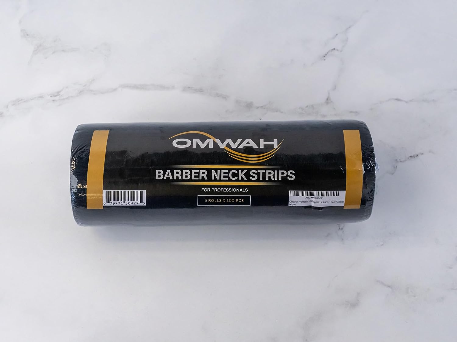 OMWAH Professional Disposable Paper Barber Neck Strips - 5 Rolls (1 Pack) for Hair Salon, Barber Shop & Home Haircuts - Hygienic Neck Protection for Shaving & Grooming