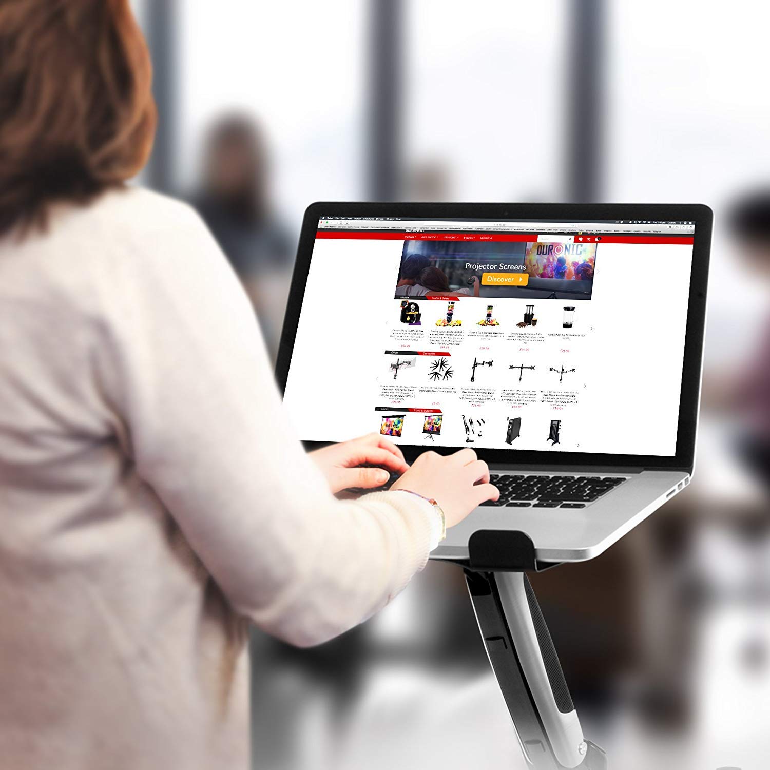 Duronic DM65L1X1 Dual Monitor Stand - Gas Spring Arm Mount for 15-27 Inch LCD/LED Screens, Laptops & TVs | Adjustable Height, Tilt (+85°/-15°), Swivel 180°, Rotation 360° | VESA 75/100 Compatible | Perfect for Home Office, Gaming Setup & Workspace Ergonomics