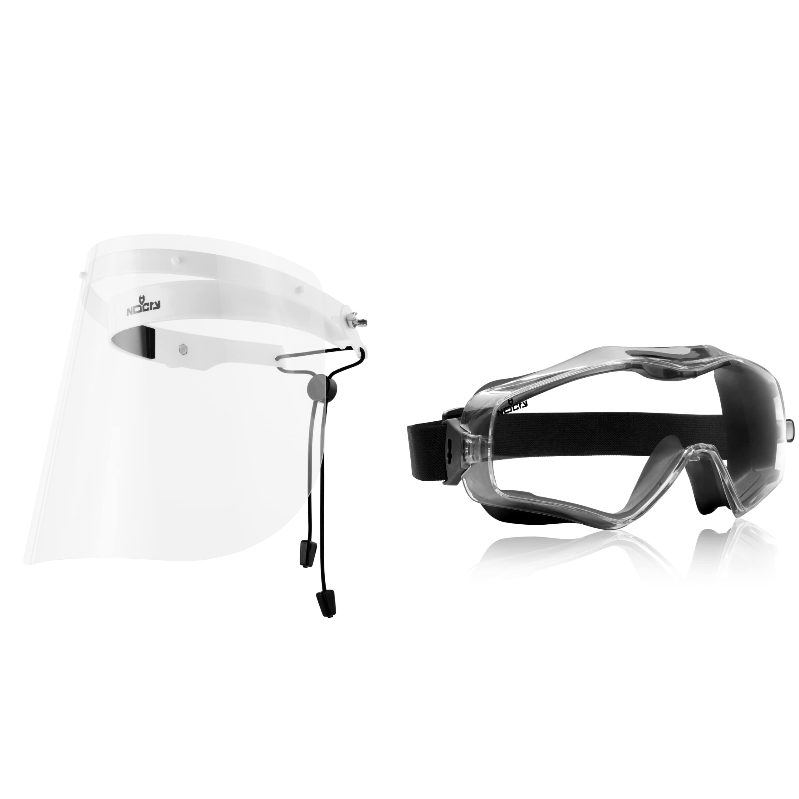 NoCry Flip Up Face Shield 6X3 Safety Goggles for Over Glasses - Anti Fog & Scratch Resistant Protective Coating - Clear Vented Panoramic Lenses with Extreme Impact Resistance - ANSI Z87.1 Certified - Ideal for Construction, Woodworking, and DIY Projects