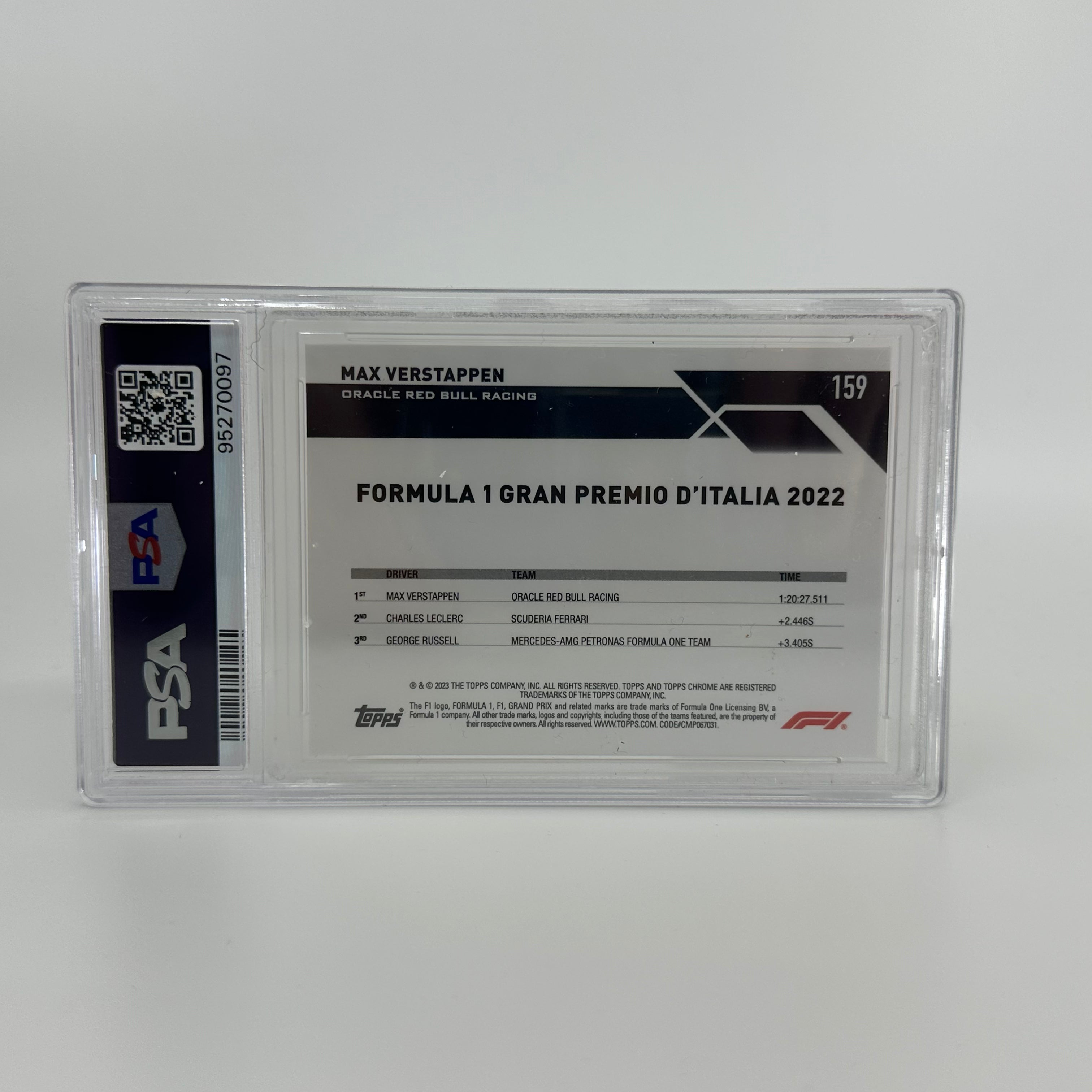 2023 Topps Chrome Max Verstappen #159 PSA 9 42/50 Sapphire Gold Parallel - Rare Racing Collectible for F1 Fans & Sports Card Investors