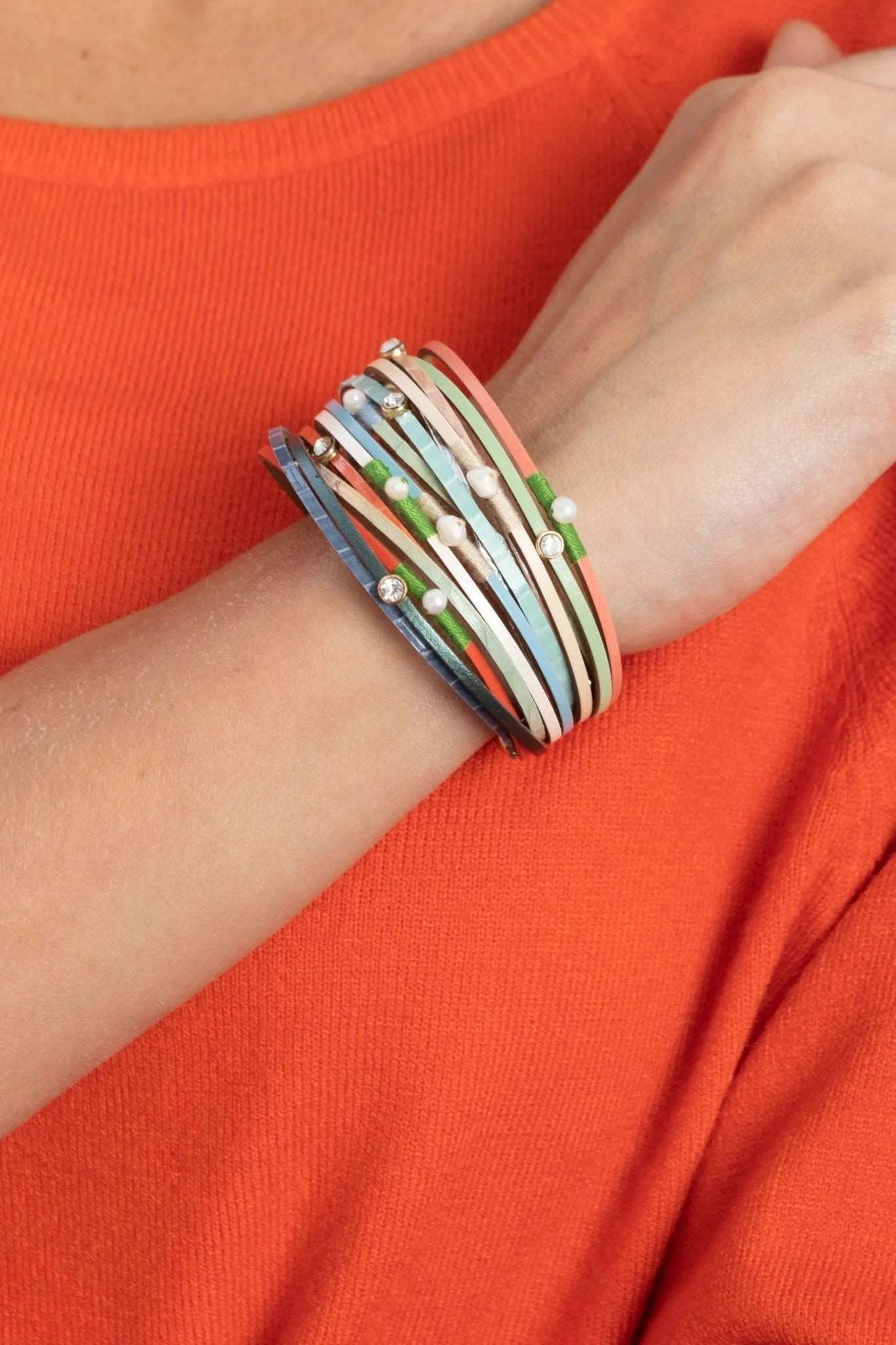 Vibrant Leather Multi Strand Bracelet for Women - Stylish Boho Handmade Jewelry Gift for Everyday Wear & Special Occasions