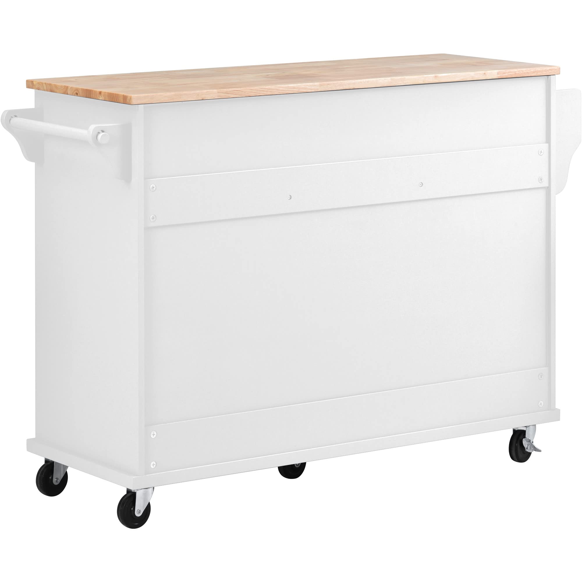 White Kitchen Island Cart with Wheels - 5 Drawers & Shelves for Kitchen & Living Room Storage