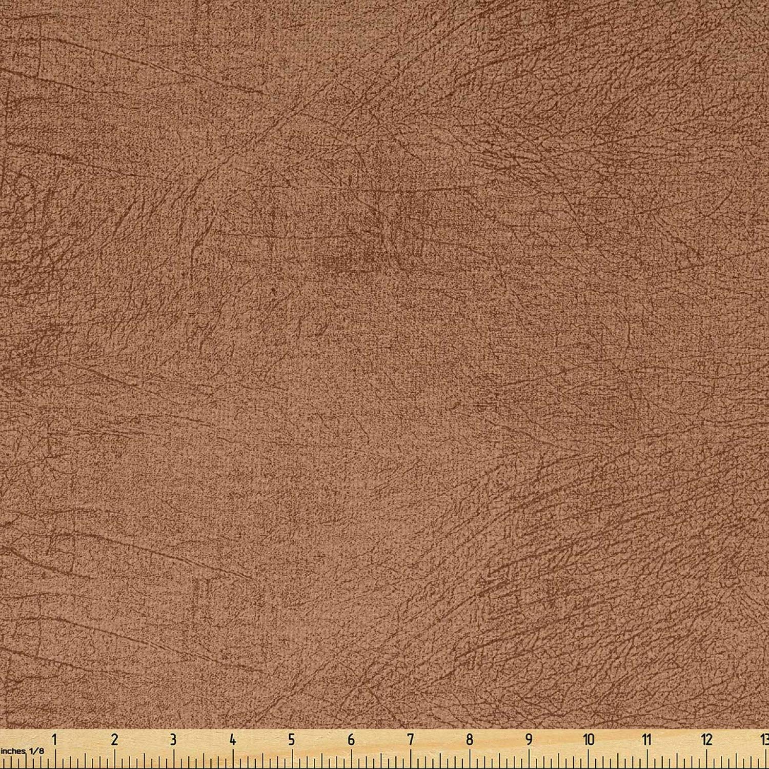 Ambesonne Faux Suede Fabric by The Yard - Digitally Printed Weathered Texture, Durable & Washable Upholstery Material for DIY Projects, Home Decor, Indoor/Outdoor Use - 2 Yards, Almond Brown - Perfect for Sofa Covers, Pillows, Curtains & Crafting