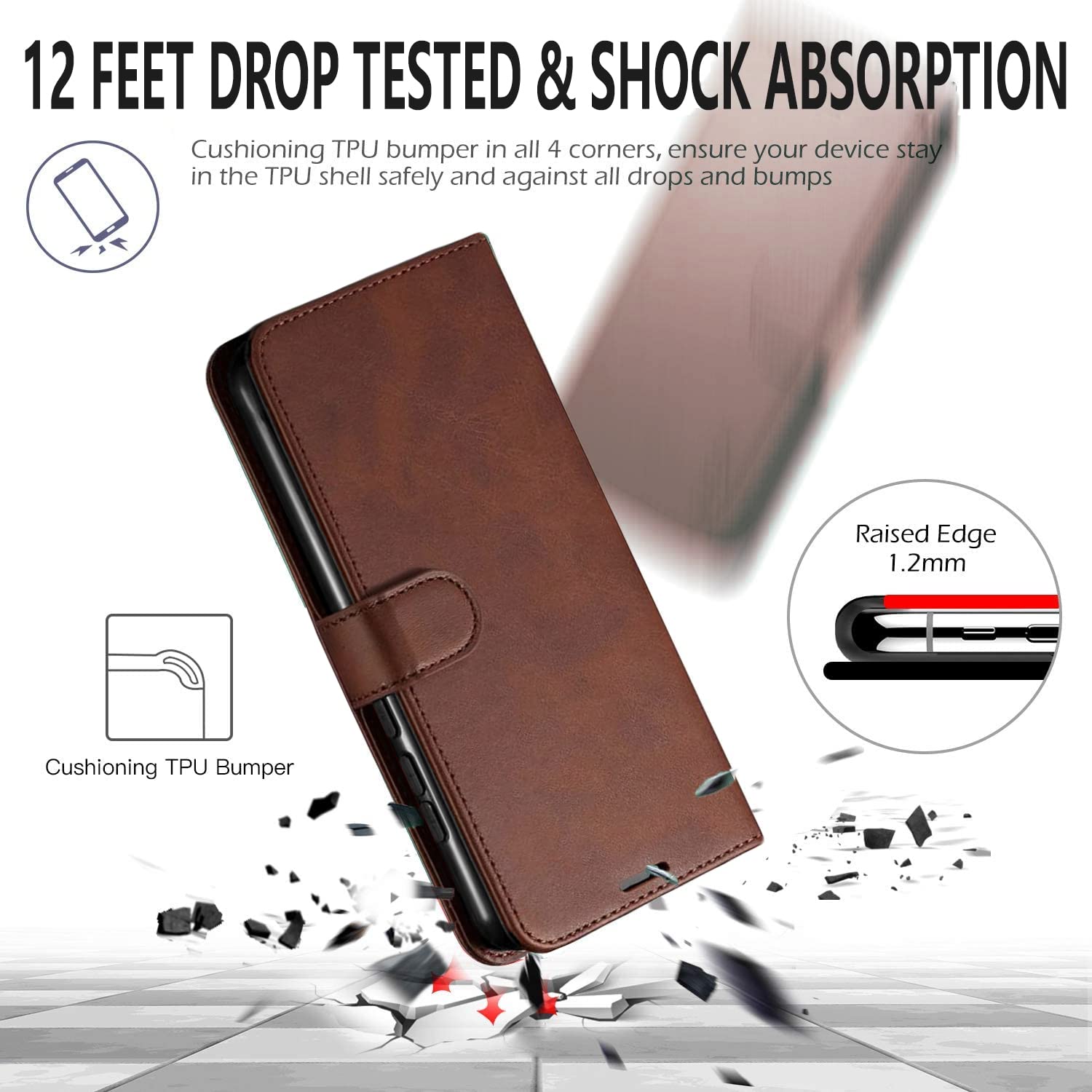 STARSHOP Premium Leather Wallet Phone Case for Coolpad SUVA - Shockproof Cover with Built-in Kickstand, Credit Card Slots & Free Tempered Glass Screen Protector (Brown) | Perfect for Business, Travel & Everyday Use