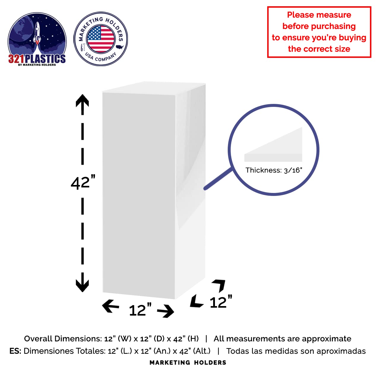 Acrylic Display Riser Box - White 5-Sided Merchandise Pedestal (12