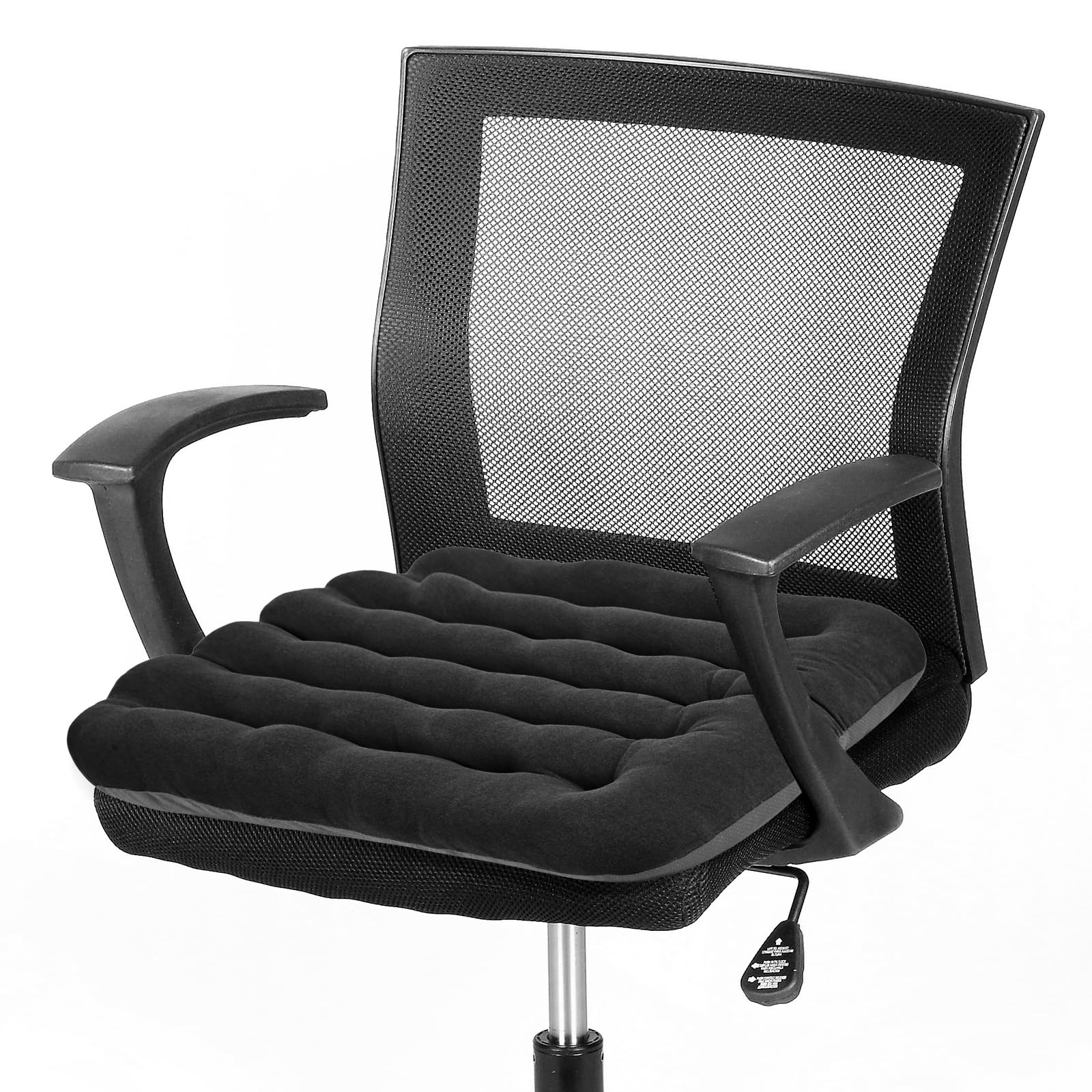 Premium Office Chair Cushion with Lumbar Support - Soft Velvet Padded Seat Cushion for Desk & Kitchen Chairs - Non-Slip Comfort for Long Sitting - Perfect for Home Office, Gaming & Dining (Black, 1 Count)