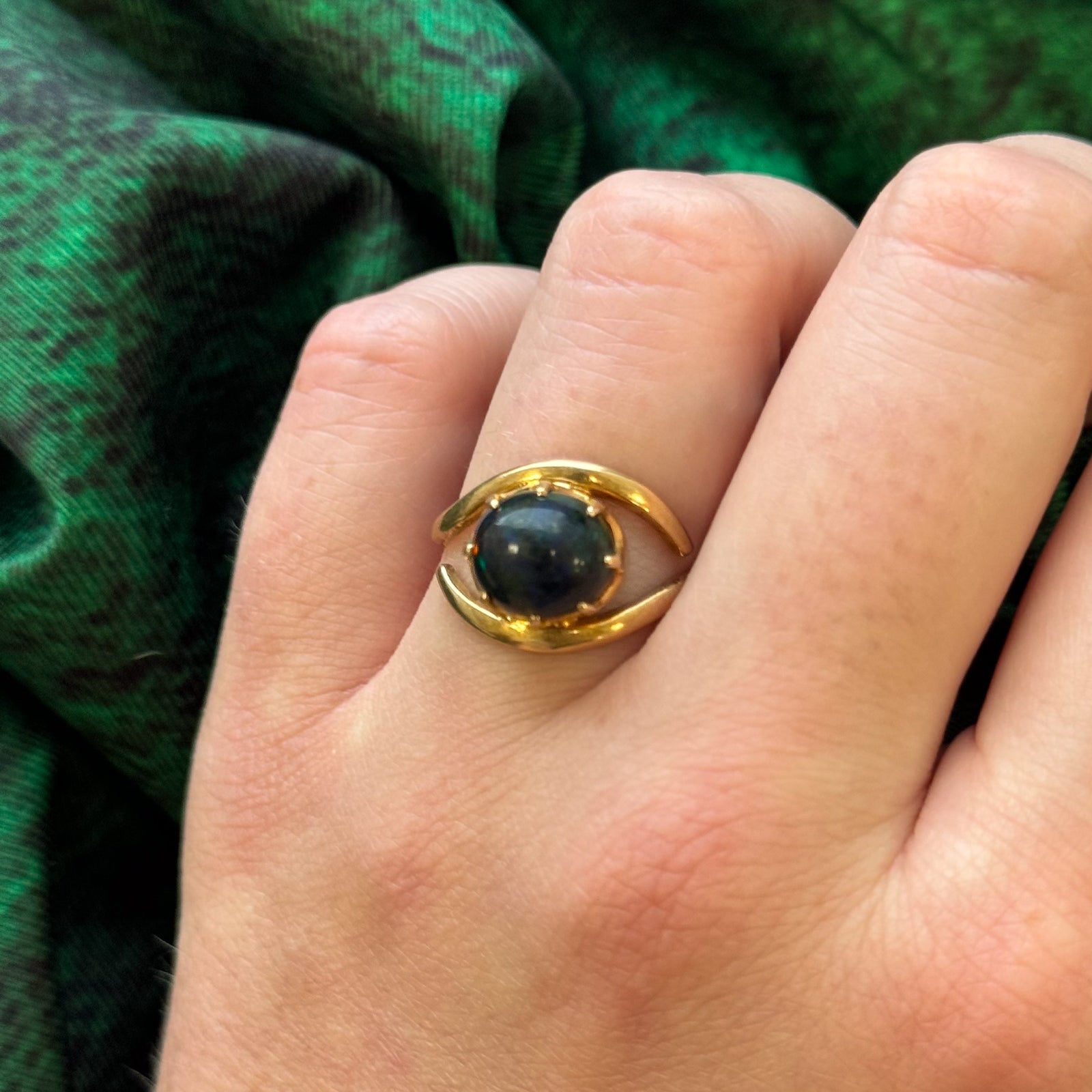 Exquisite 3.20ct Treated Black Opal Ring - Size 7.25 - Handcrafted Sterling Silver Jewelry for Women - Perfect for Evening Parties, Weddings & Special Occasions