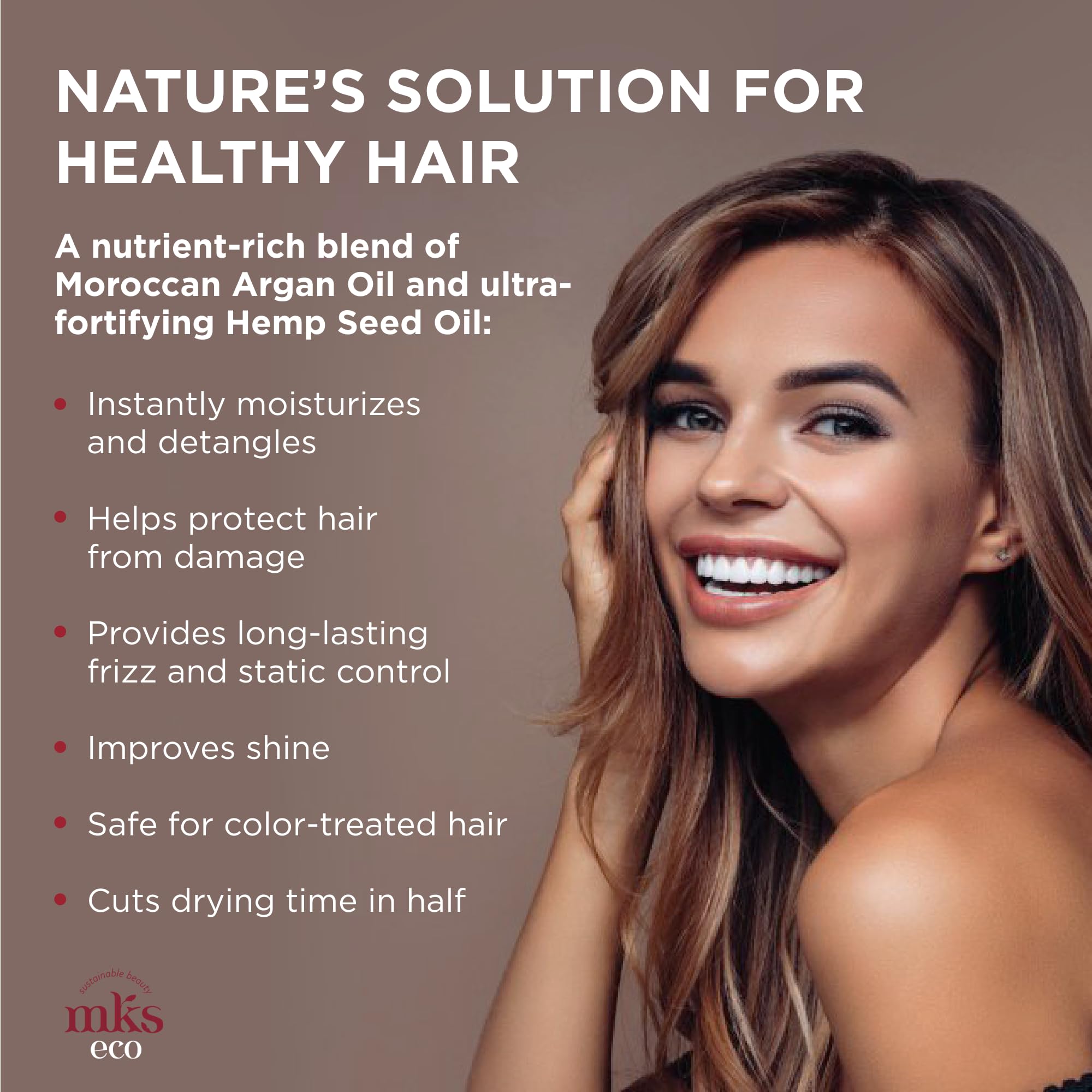 MKS eco X Leave-In Hair Treatment & Detangler with Moroccan Argan Oil & Hemp Seed Oil - Vegan, Cruelty Free, Sulfate Free - For Dry, Damaged & Frizzy Hair - Perfect for Daily Use & Styling