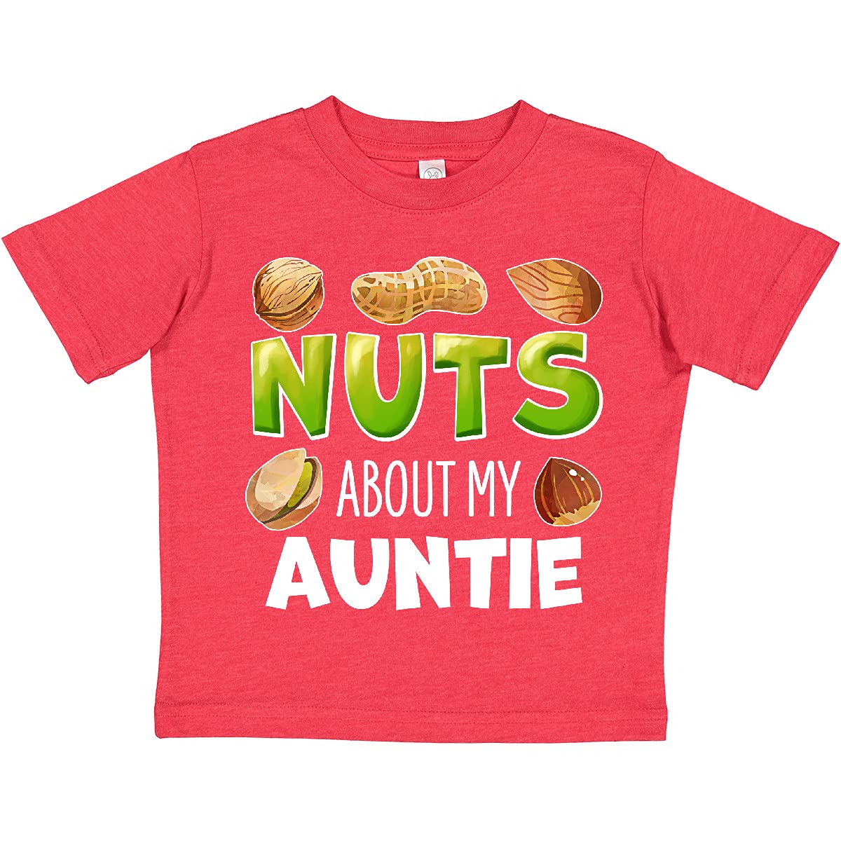 Inktastic 'Nuts About My Auntie' Peanut, Almond, Pistachio Toddler T-Shirt - Cute Funny Toddler Outfit for Family Reunions & Aunt Appreciation Gifts