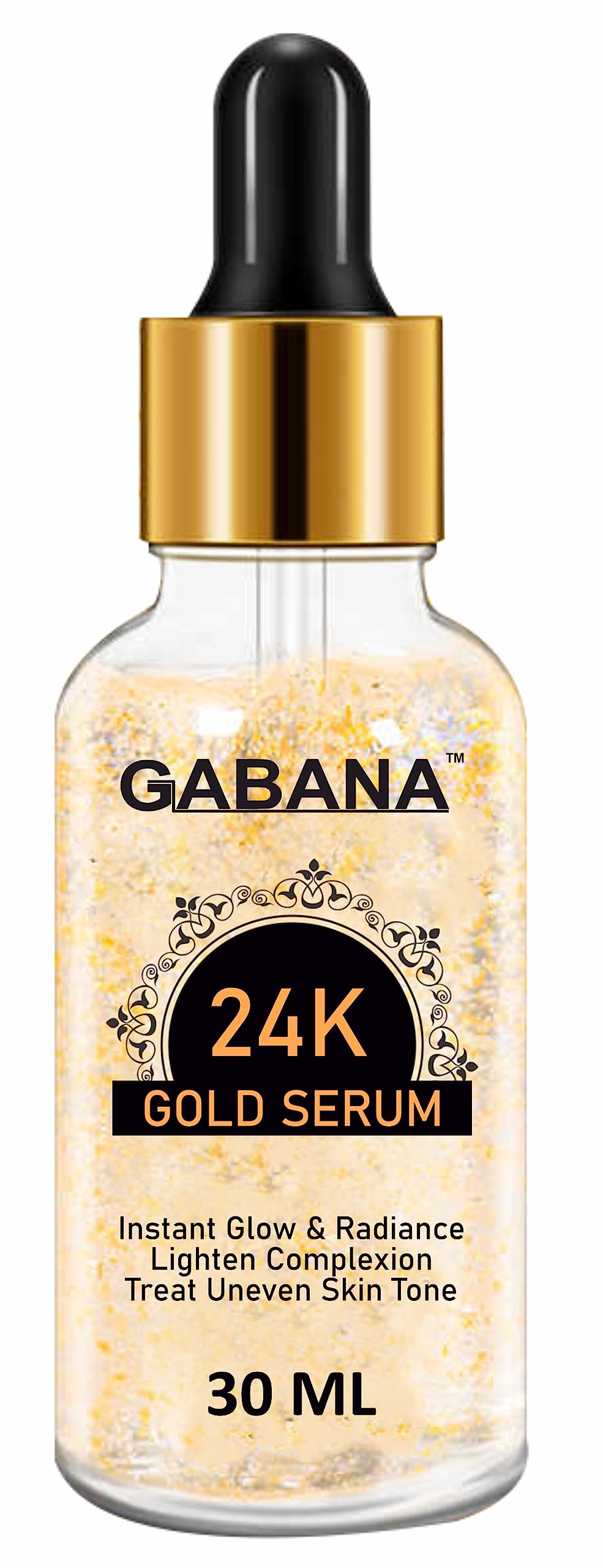 GABANA 24K Gold Facial Serum for Men & Women - 30ml Anti-Aging, Brightening & Acne Treatment - Reduces Dark Spots & Uneven Skin Tone for Instant Glow | Perfect for Daily Skincare Routine & Nighttime Use