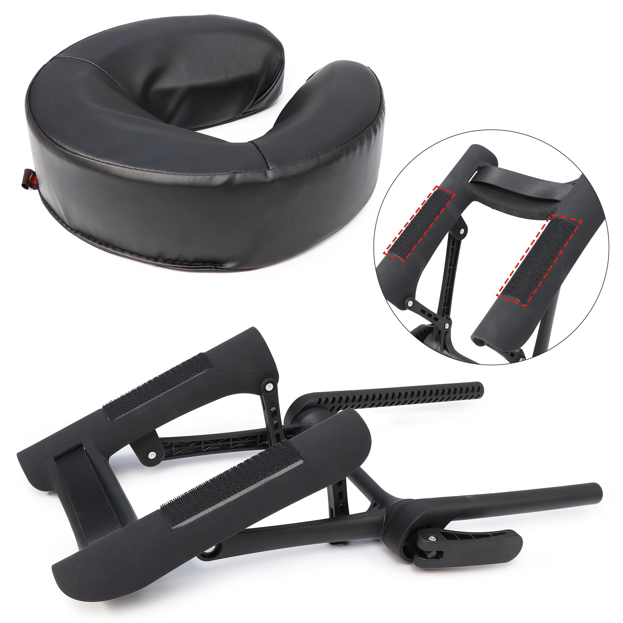 MASTER MASSAGE Universal Deluxe Ergonomic Adjustable Massage Table with Face Cradle & Comfort Pillow Set - Black | Professional Spa, Home Massage & Physical Therapy Use