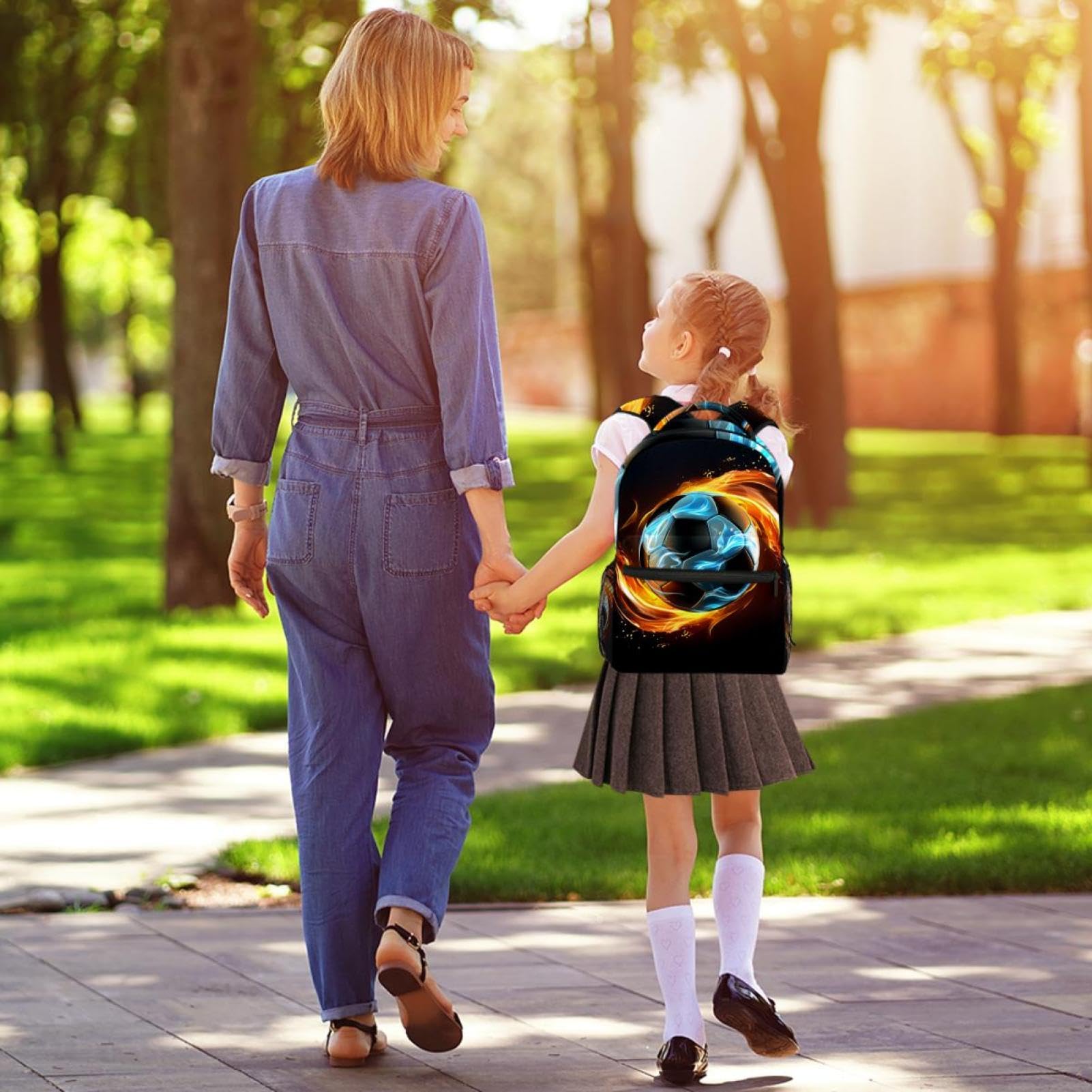 Stylish Travel Backpack for Women & Men - Durable Flaming Football Design Backpack for Hiking, Gym, School & Daily Commute