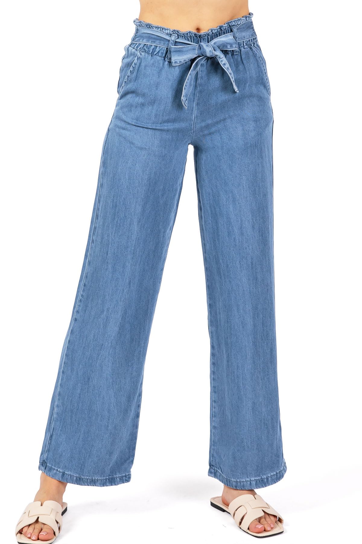 Women's Stretchy Wide Leg Jeans with Belt - Comfortable Lyocell Denim Pants for Juniors | Casual Wear, Office Outfits & Everyday Fashion