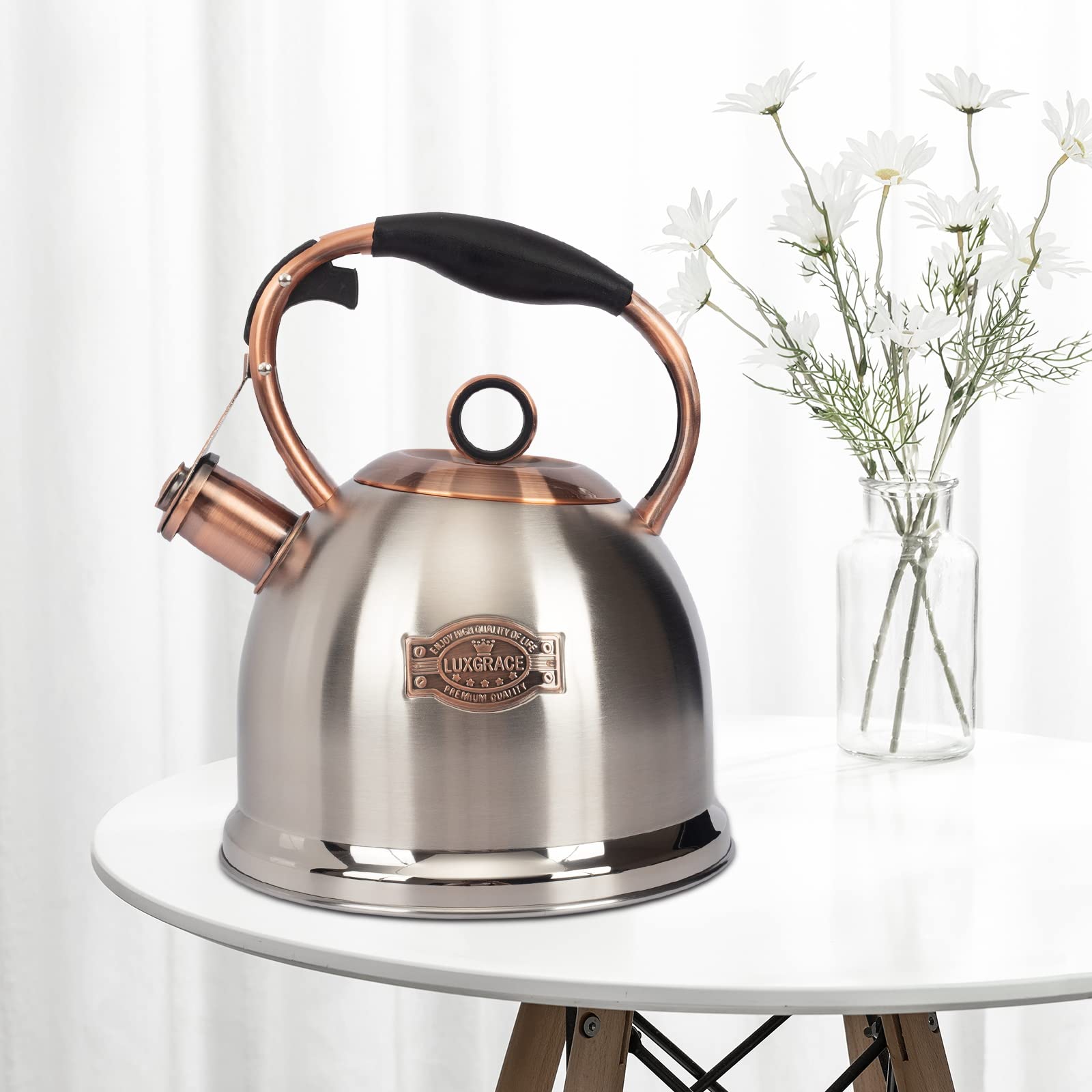 Premium Stainless Steel Whistling Tea Kettle - 3.0 Quart Stovetop Kettle for Fast Boiling - Food Grade Safe & Durable - Perfect for Tea, Coffee & Hot Water - Ideal for Home, Office & Camping Use