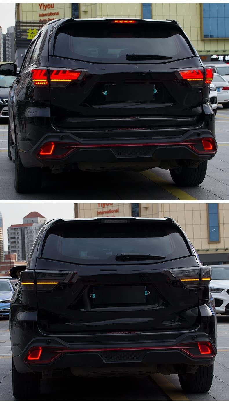 LED Smoked Tail Lights for Toyota Highlander 2014-2019 - Plug and Play Rear Lamp Assembly with Start-Up Animation - Upgrade Your Car's Style & Safety for Night Driving