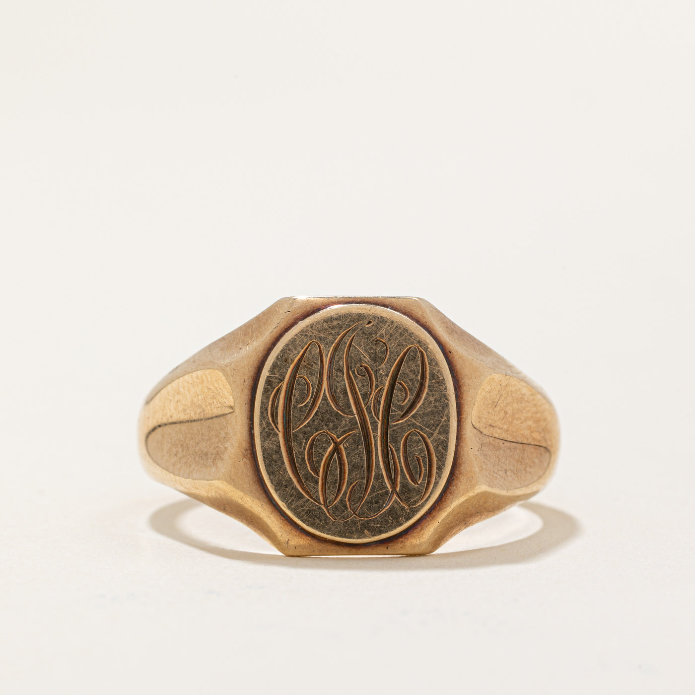 10K Yellow Gold CJC Signet Ring for Men - Size 11.5 - Classic Engraved Pinky Ring - Perfect for Gifts, Weddings & Everyday Wear