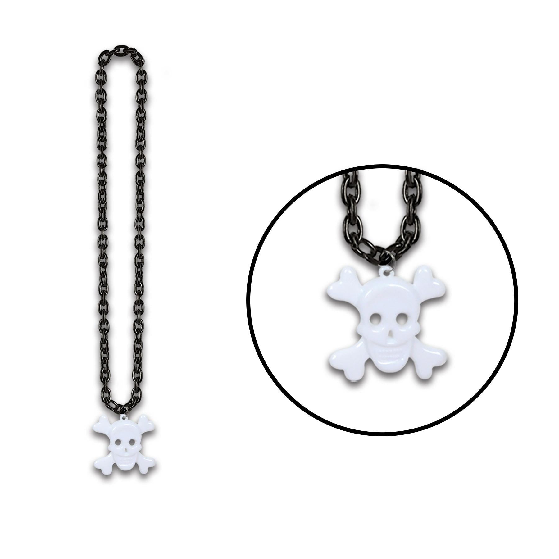 12 Pack Halloween Beaded Necklaces with Skull & Crossbones Pendants - Bulk Party Favors for Halloween Costumes, Cosplay, and Themed Events