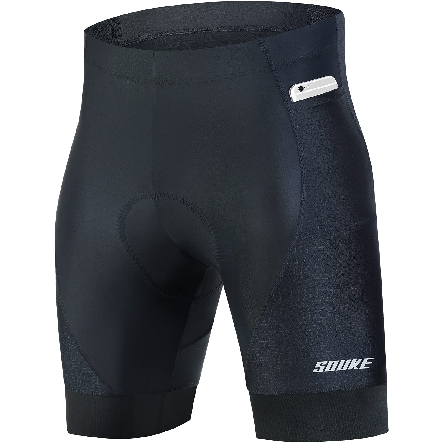 Souke Men's Padded Cycling Shorts - Comfortable Road Bike Shorts with Pockets for Biking & Training - Perfect for Road Cycling, Mountain Biking & Indoor Spinning