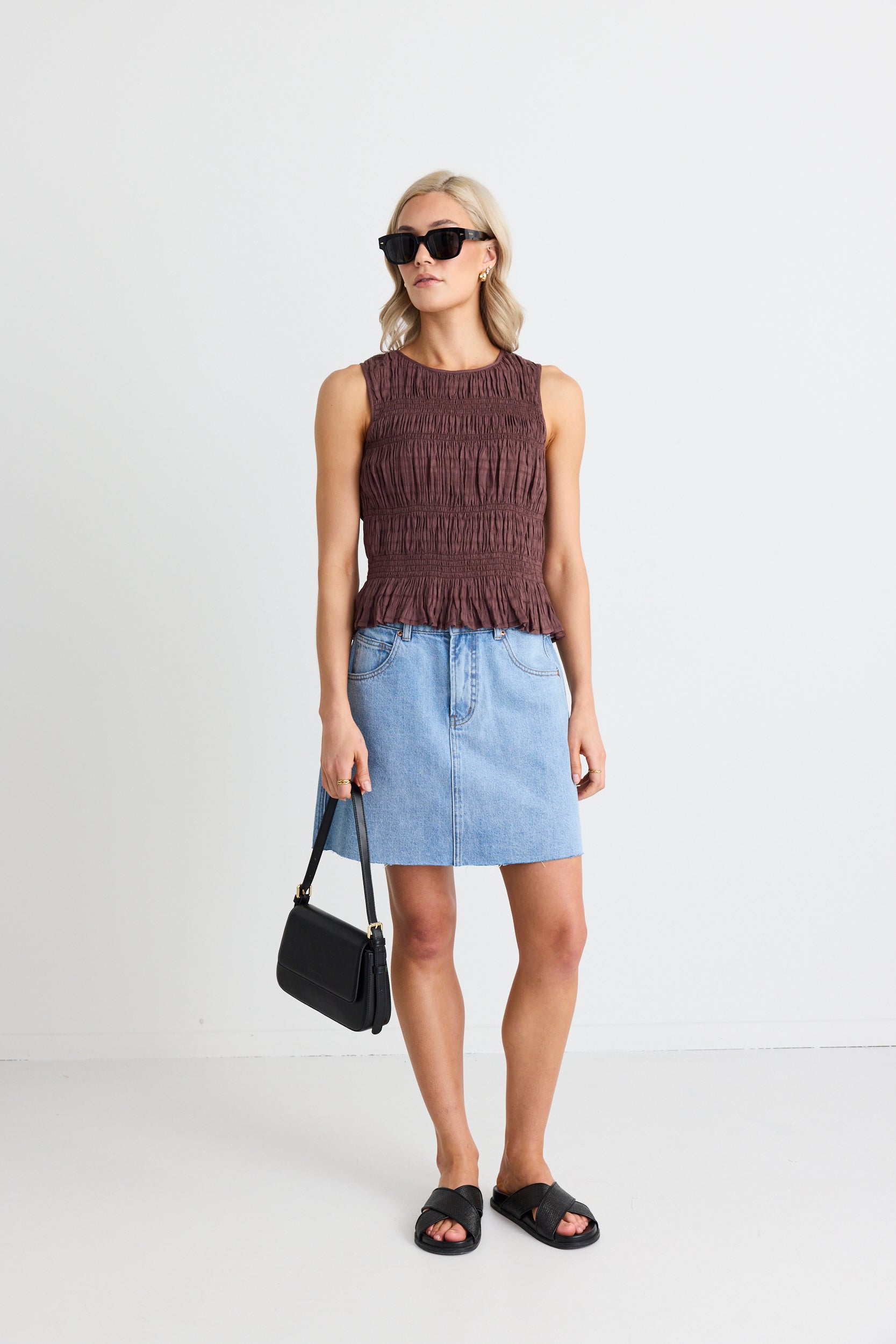 Dearest Beach Blue Raw Hem Denim Mini Skirt - Women's High Waisted Distressed Denim Shorts for Summer | Perfect for Beach Vacations, Music Festivals & Casual Outings