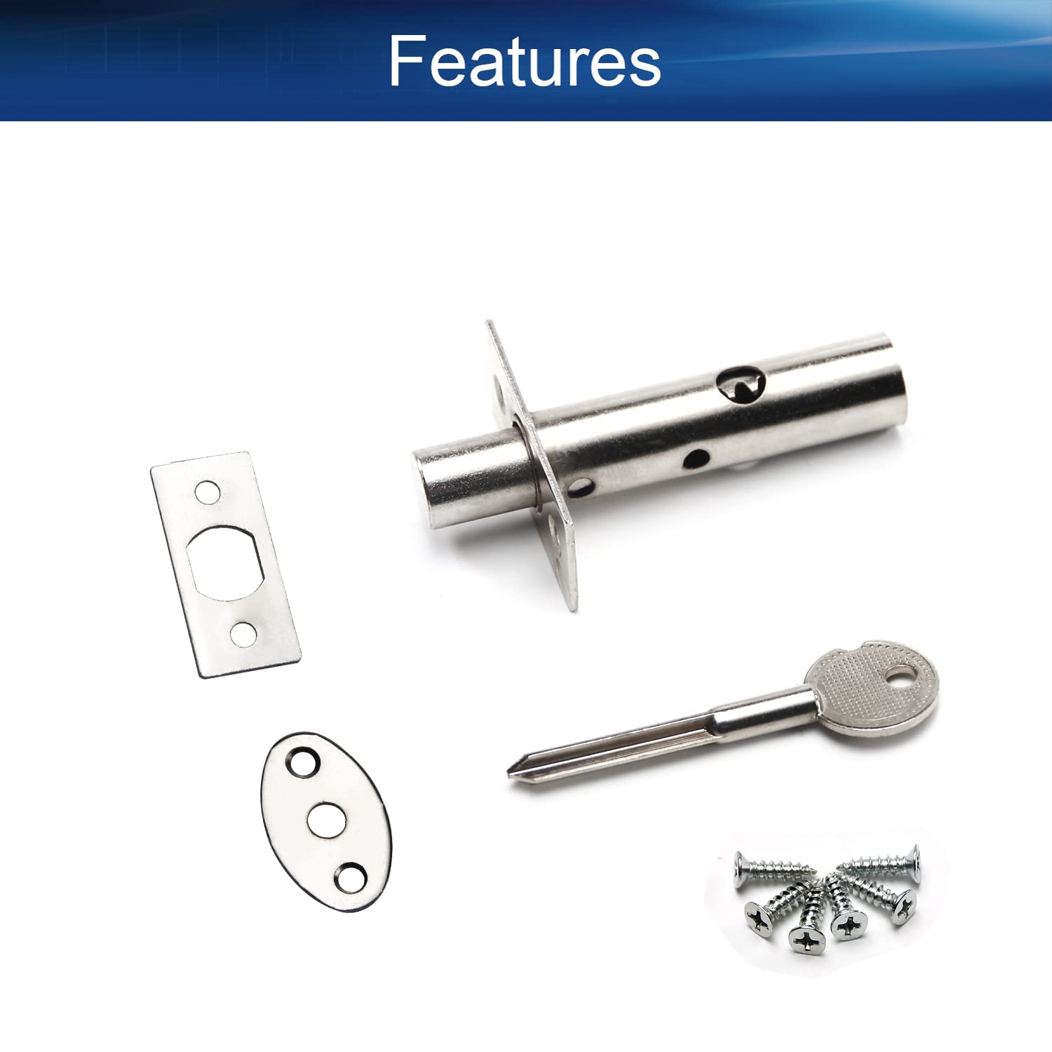 Yinpecly 13mm Stainless Steel Hidden Tubewell Mortise Lock with Key & Screws - Secure Office, Home & Fire Doors (1pc) | Ideal for Framed Doors & Privacy Protection