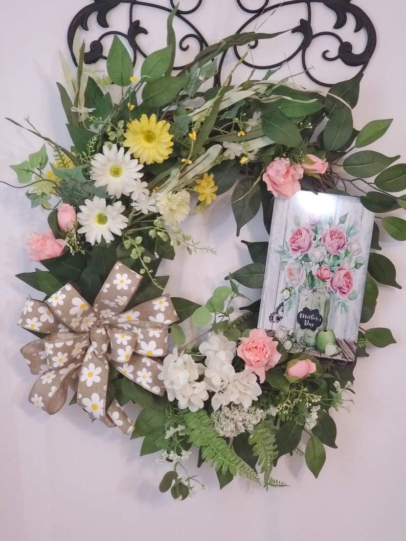 Easter Spring Wreath - Floral Decor for Front Door, Home & Party - Perfect for Easter, Spring Decorations & Holiday Celebrations