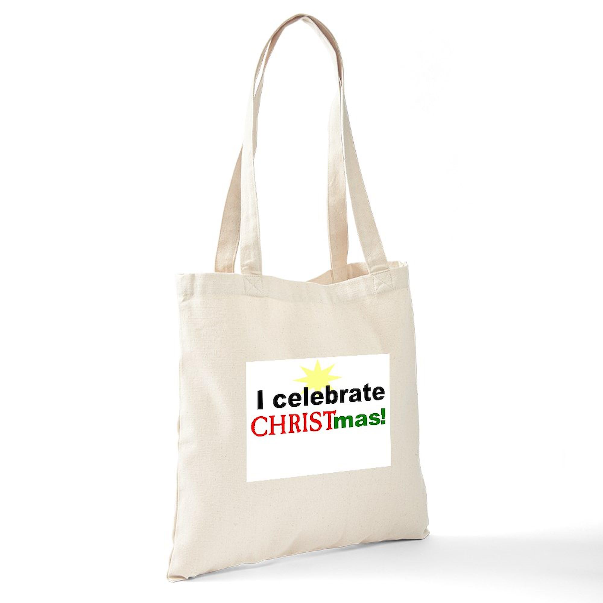 Celebrate Christ Canvas Tote Bag - Natural Reusable Shopping Bag for Church, Bible Study & Christian Events - Eco-Friendly Grocery Tote with Inspirational Design