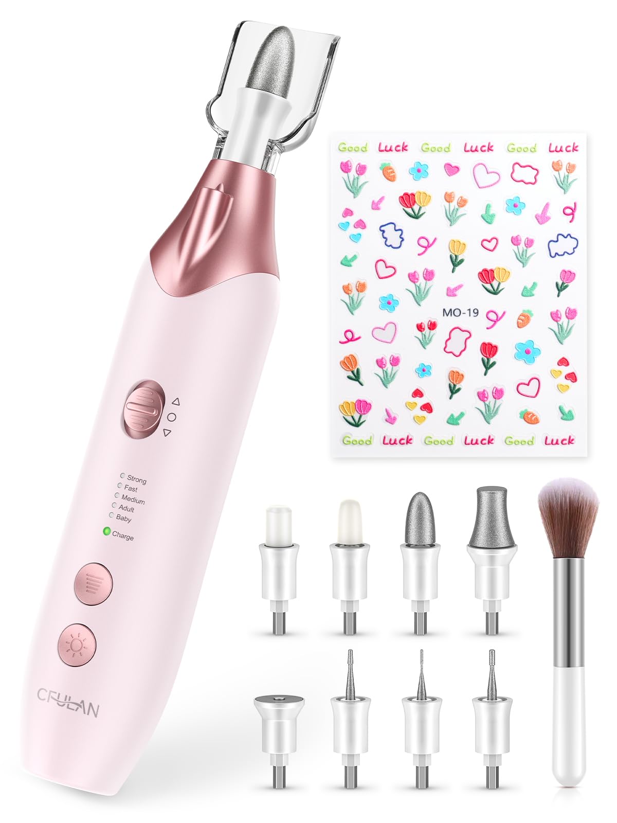 Professional 10-in-1 Cordless Electric Nail Drill Set - 5 Speed Rechargeable Manicure & Pedicure Kit for Thick Nails, Hand & Foot Care Nail Grinder Trimmer for Women & Men (Pink) - Perfect for Salon, Home Spa & DIY Nail Care