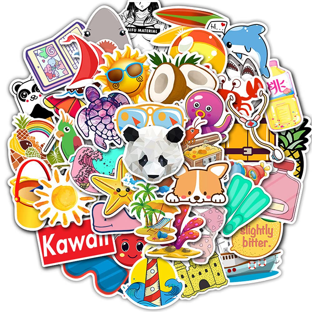 50 Pcs Cute Aesthetic Vinyl Stickers - Colorful Waterproof Decals for Water Bottles, Laptops, Flasks & DIY Crafts | Perfect for Scrapbooking, Journaling & Personalizing Accessories