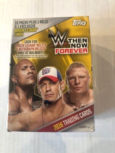 Topps WWE 2016 Then Now Forever Blaster Box - 10 Packs + 1 Relic Card - Collectible Wrestling Trading Cards for Fans & Enthusiasts - Perfect for Gifts, Collections, and Game Nights