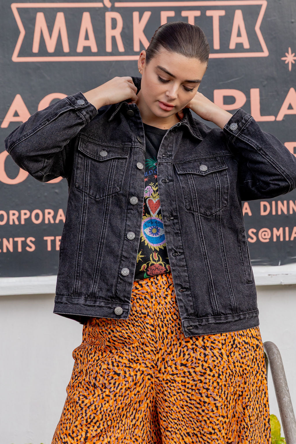 Hayden Boyfriend Denim Jacket for Women - Distressed Black Wash Denim Jacket - Casual Outerwear for Everyday Wear, Street Style, and Layering