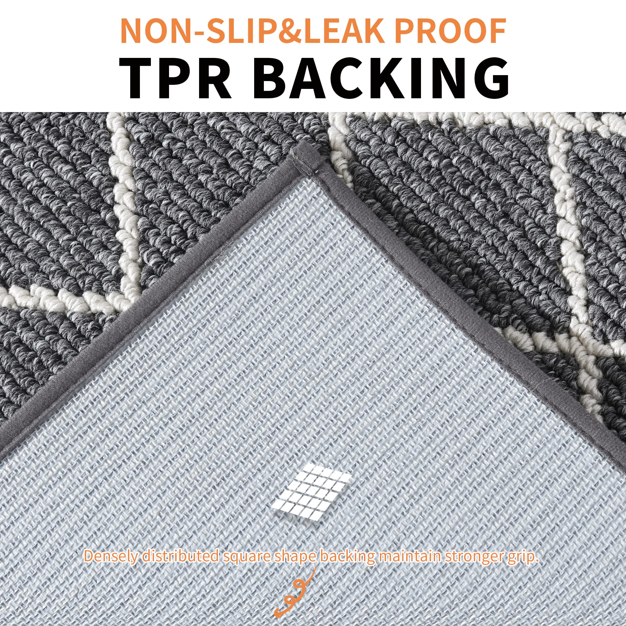 BEQHAUSE Non-Slip Kitchen Rugs - Machine Washable Floor Mats with TPR Backing, 2-Piece Grey Runner Set (24x35in & 24x60in) - Perfect for Kitchen, Dining Area, and Entryway