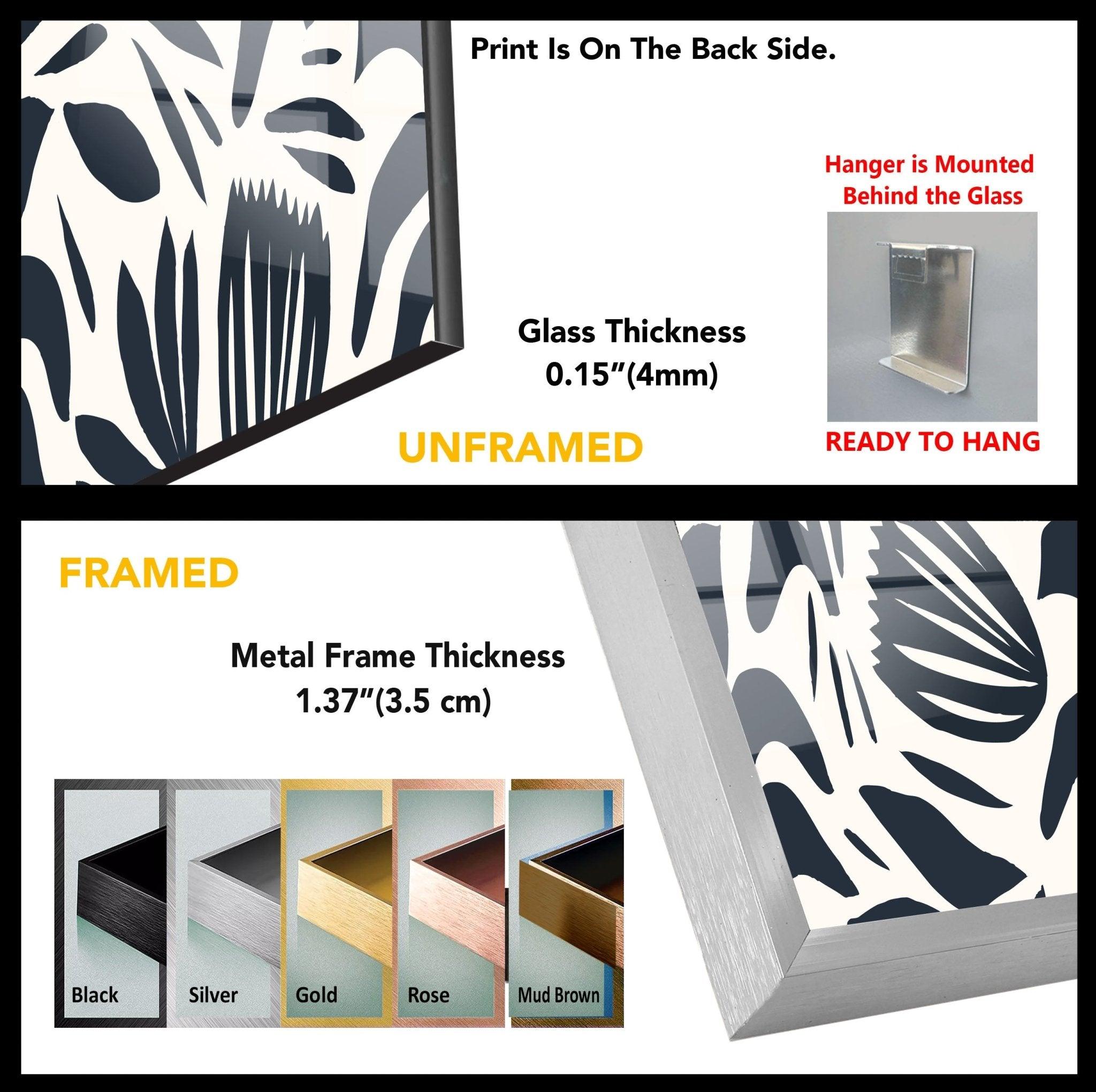 Abstract Shape Leaf and Flower Glass Wall Art - Modern Botanical Decor for Living Room, Bedroom, or Office - Elegant Handmade Glass Artwork for Home & Interior Design