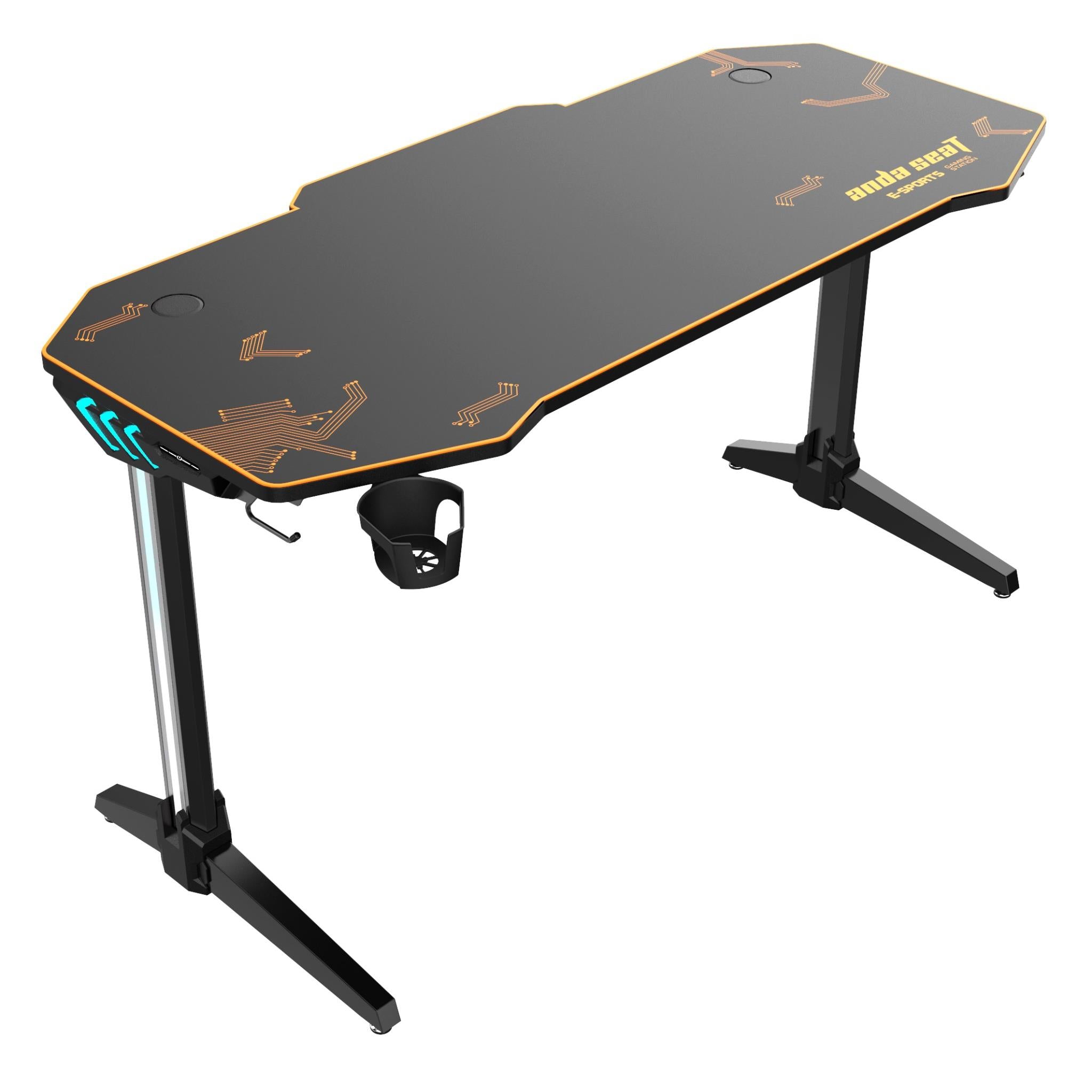 Anda Seat Eagle 2 Lighting Gaming Desk - Ergonomic LED RGB Computer Desk for PC Gamers & Streamers - Perfect for Esports, Home Office & Gaming Setup