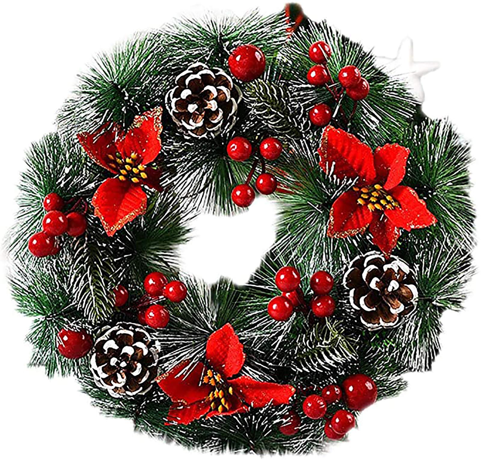 SLRMKK Christmas Wreath Decorations - Burlap & Berries Artificial Holiday Garland for Door, Wall, and Party Decor - Festive Xmas Wreath Ornament for Home, Office, and Holiday Celebrations