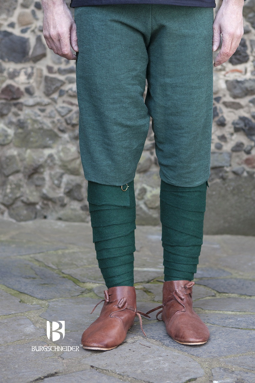 Premium Wool Winingas Aki Green - Warm & Durable Viking Leg Wraps for LARP, Reenactment & Outdoor Adventures
