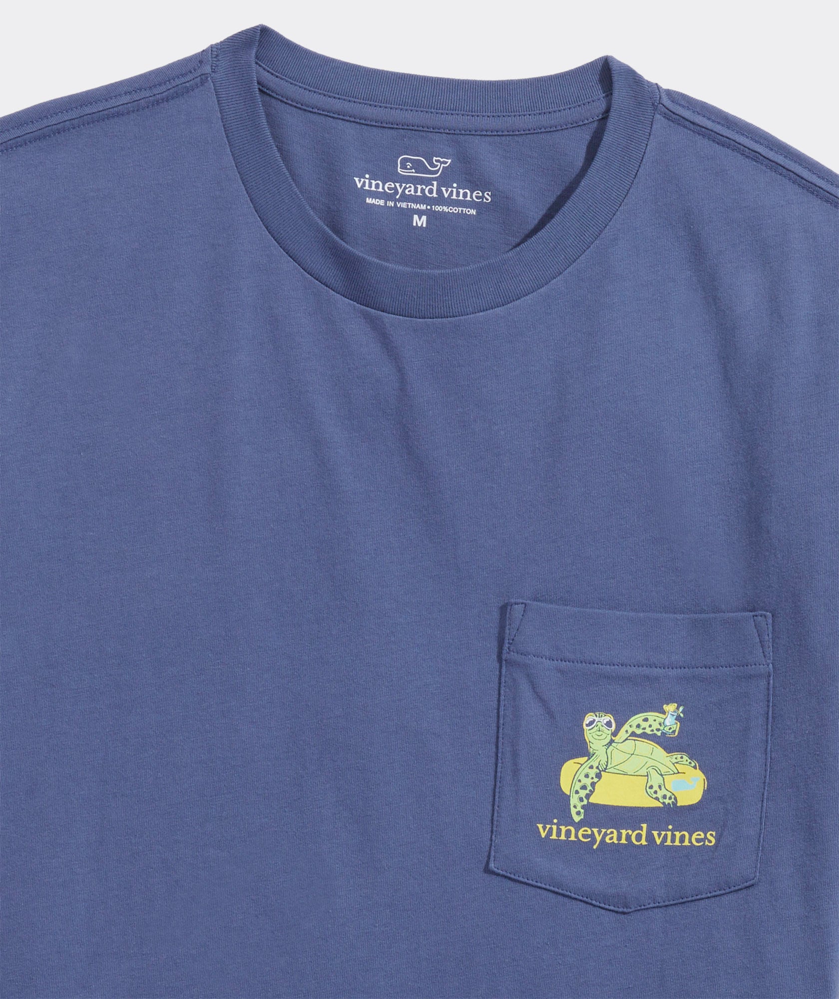 Men's Lazy River Turtle Graphic Short Sleeve T-Shirt with Pocket - Casual Summer Tee for Beach, Vacation & Outdoor Activities